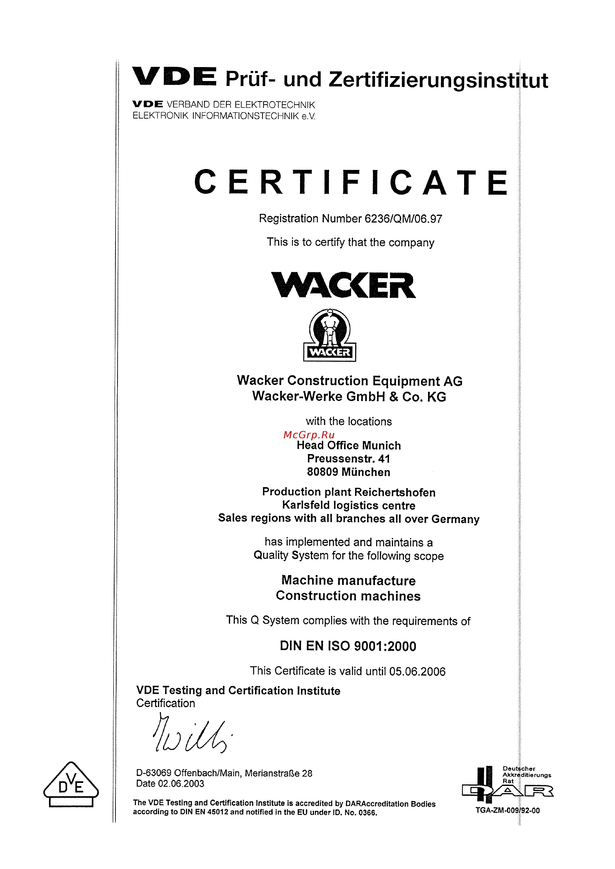 Wacker Neuson BS 30, 6’’   5216 [29/32] Din en iso 9001 certificate