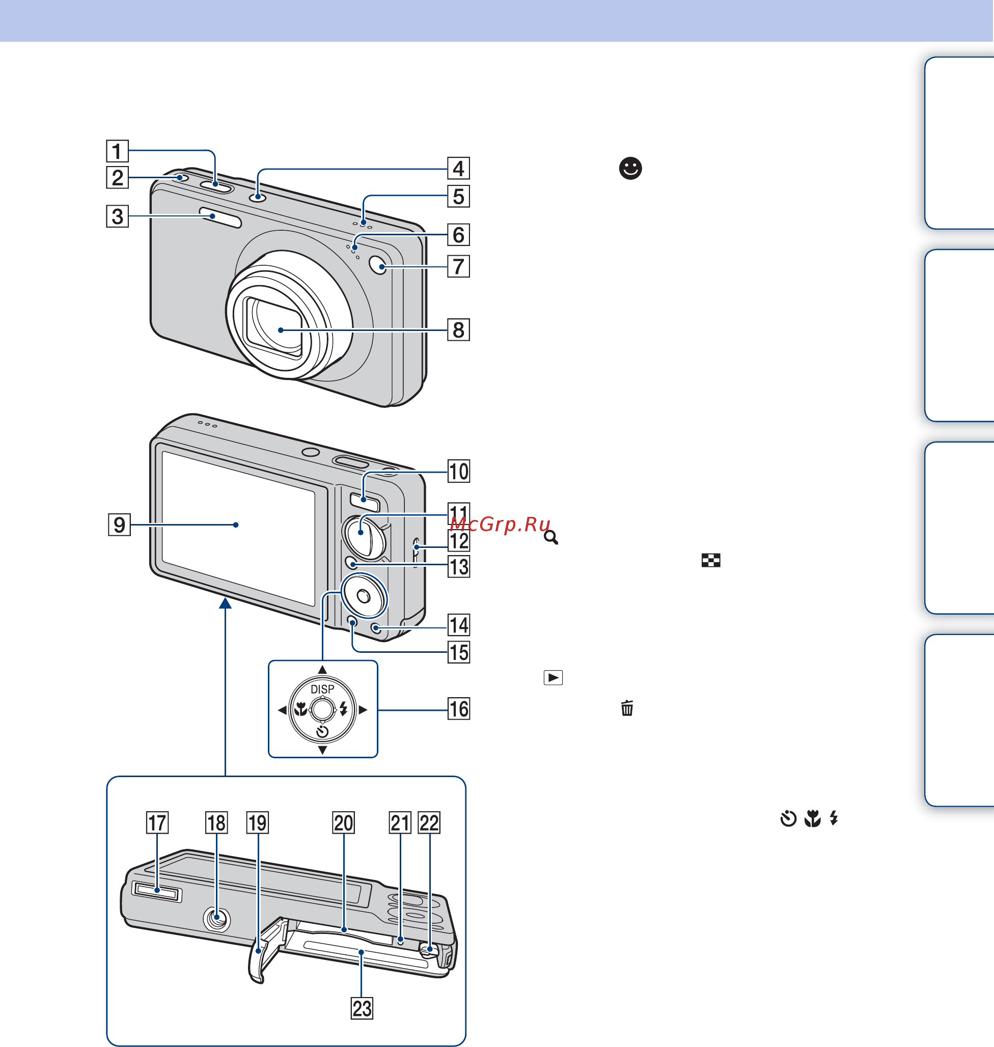 Sony Cyber-Shot DSC-W270 [15/156] Обозначение частей