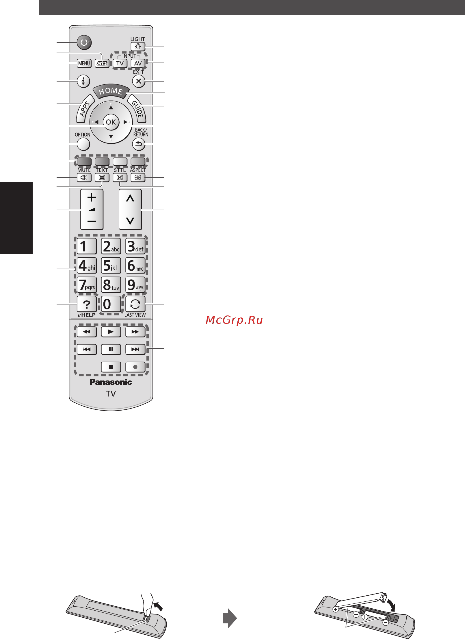 Panasonic TX-LR47DT60 [62/72] Қашықтан басқару пульті
