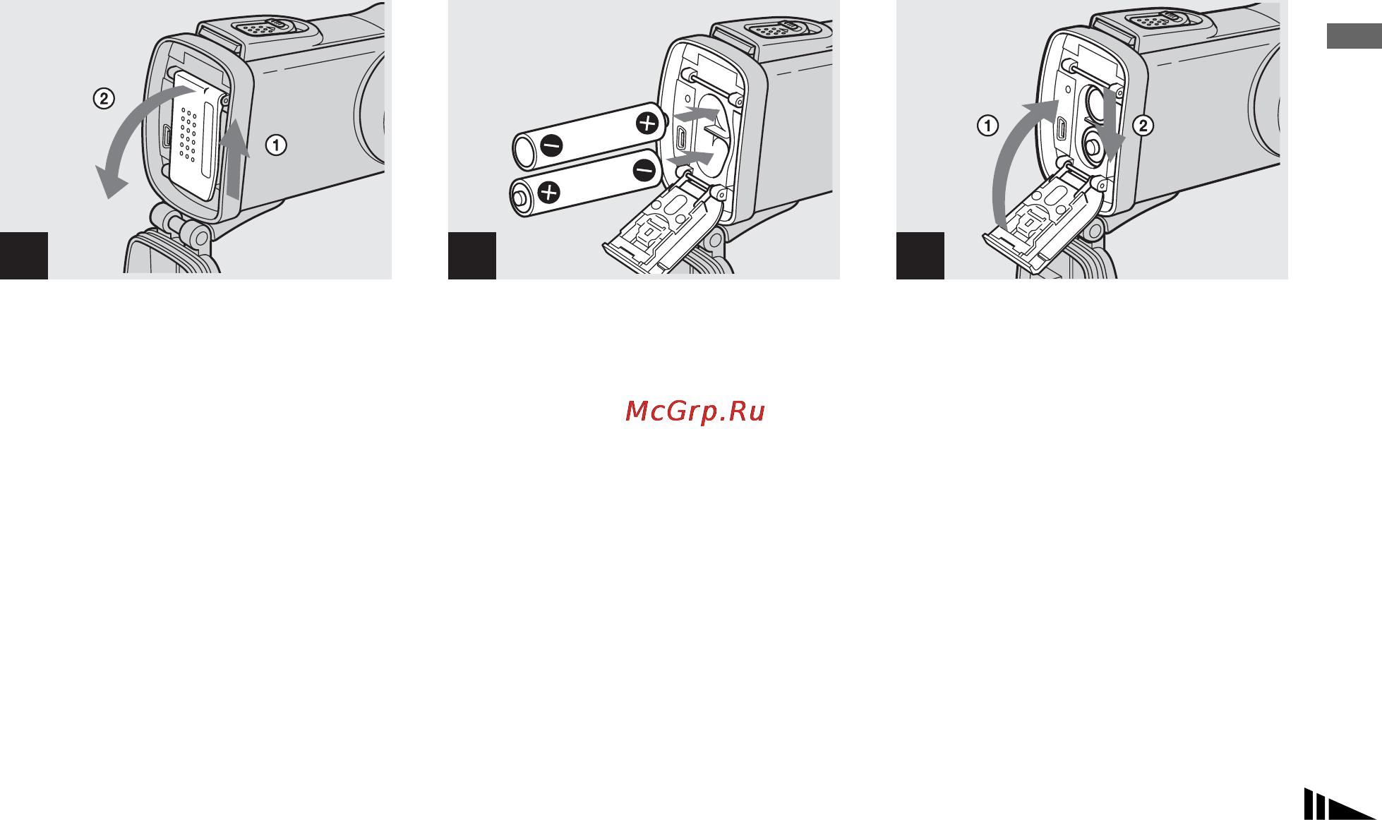 Sony DSC-U60 [13/188] Закройте внутреннюю крышку и передвиньте ее в направлении стрелки чтобы заблокировать ее