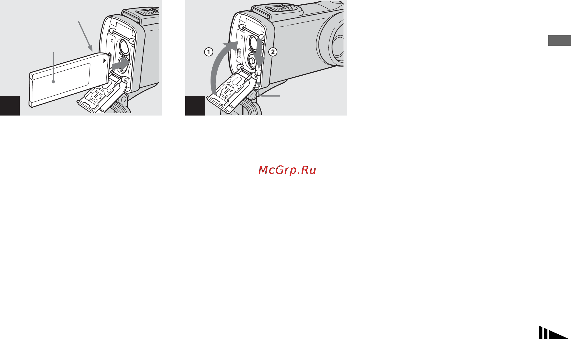 Sony DSC-U60 [21/188] Закройте внутреннюю крышку и передвиньте ее в направлении стрелки чтобы заблокировать ее