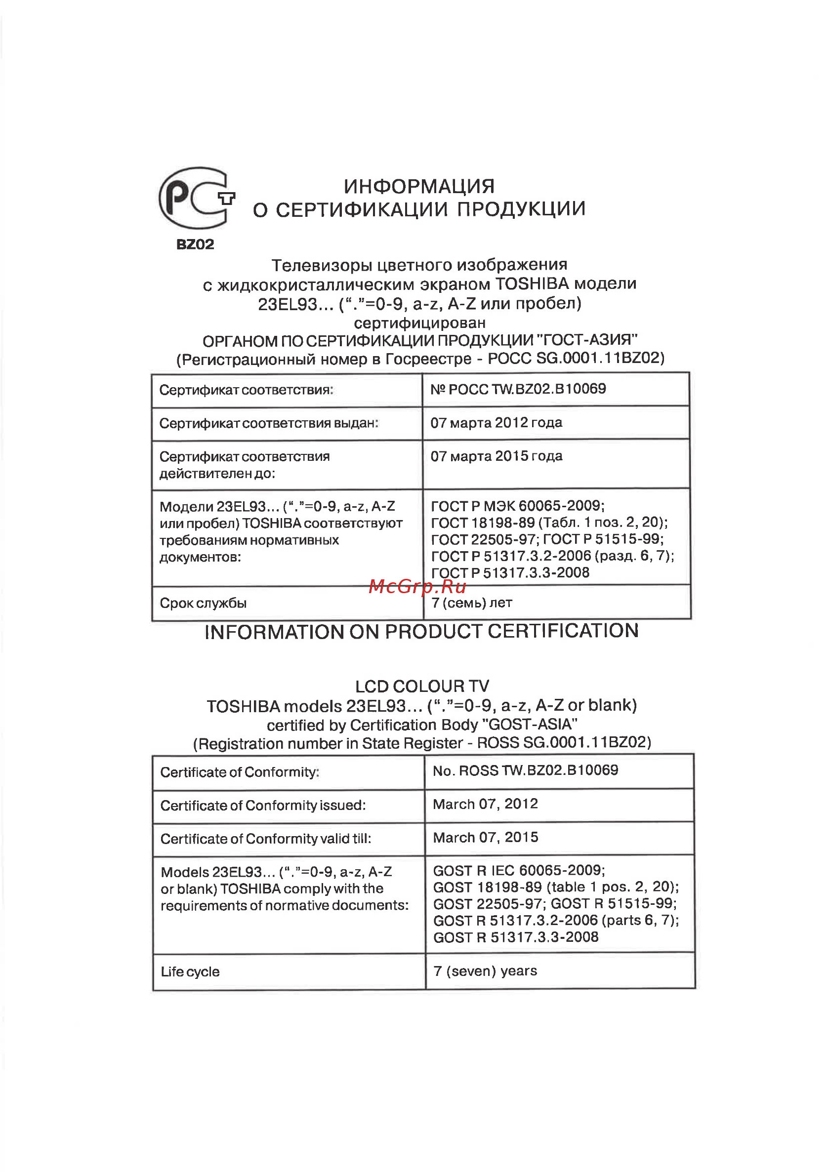 Toshiba 32AV933RB Инструкция по эксплуатации онлайн [51/57] 24038