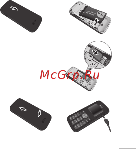 LG GS101 Black Silver [4/22] Установка sim карты и зарядка аккумулятора