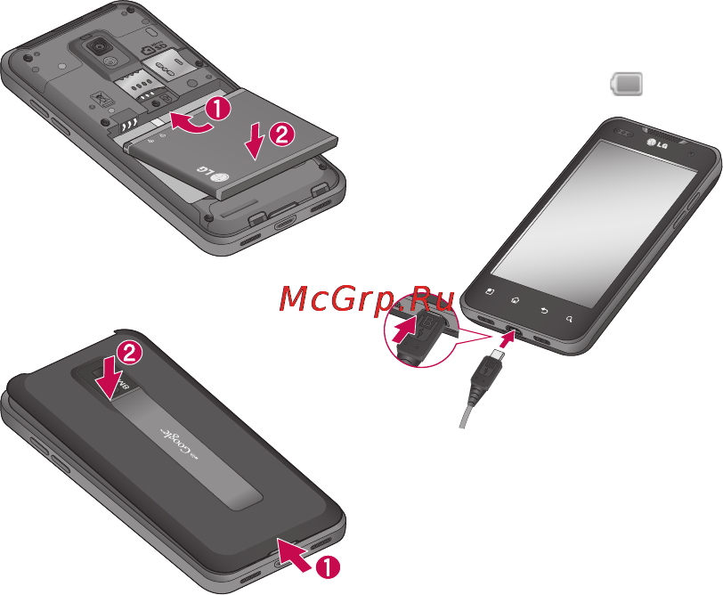 LG Optimus 2x P990 Black [33/126] Зарядка аккумулятора телефона
