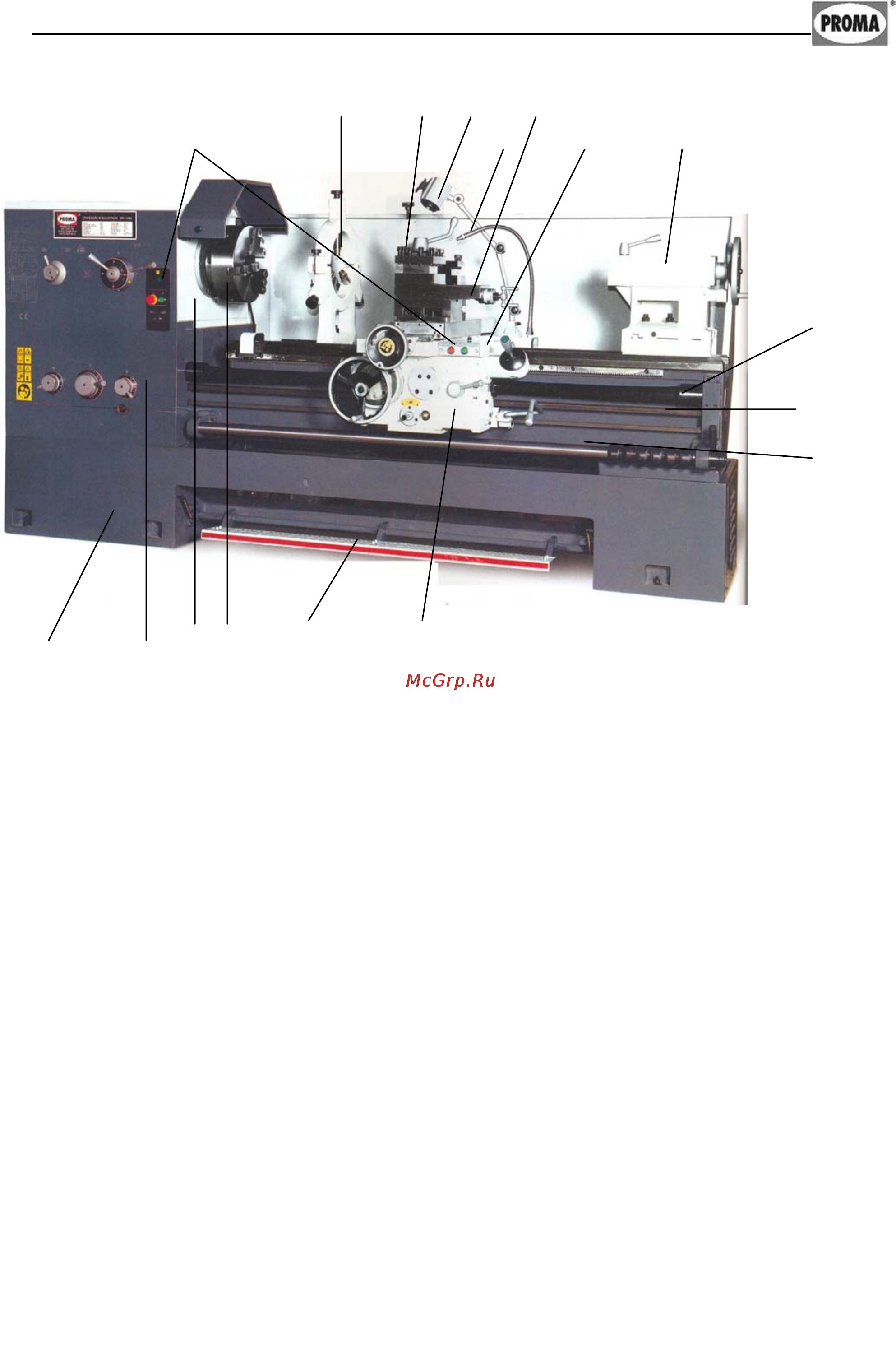Proma SPI-1500 25015003 [6/56] Каретки суппорта 10 и задней бабки 11 при необходимости обработки деталей большого диаметра можно снять съемную часть станины мостик