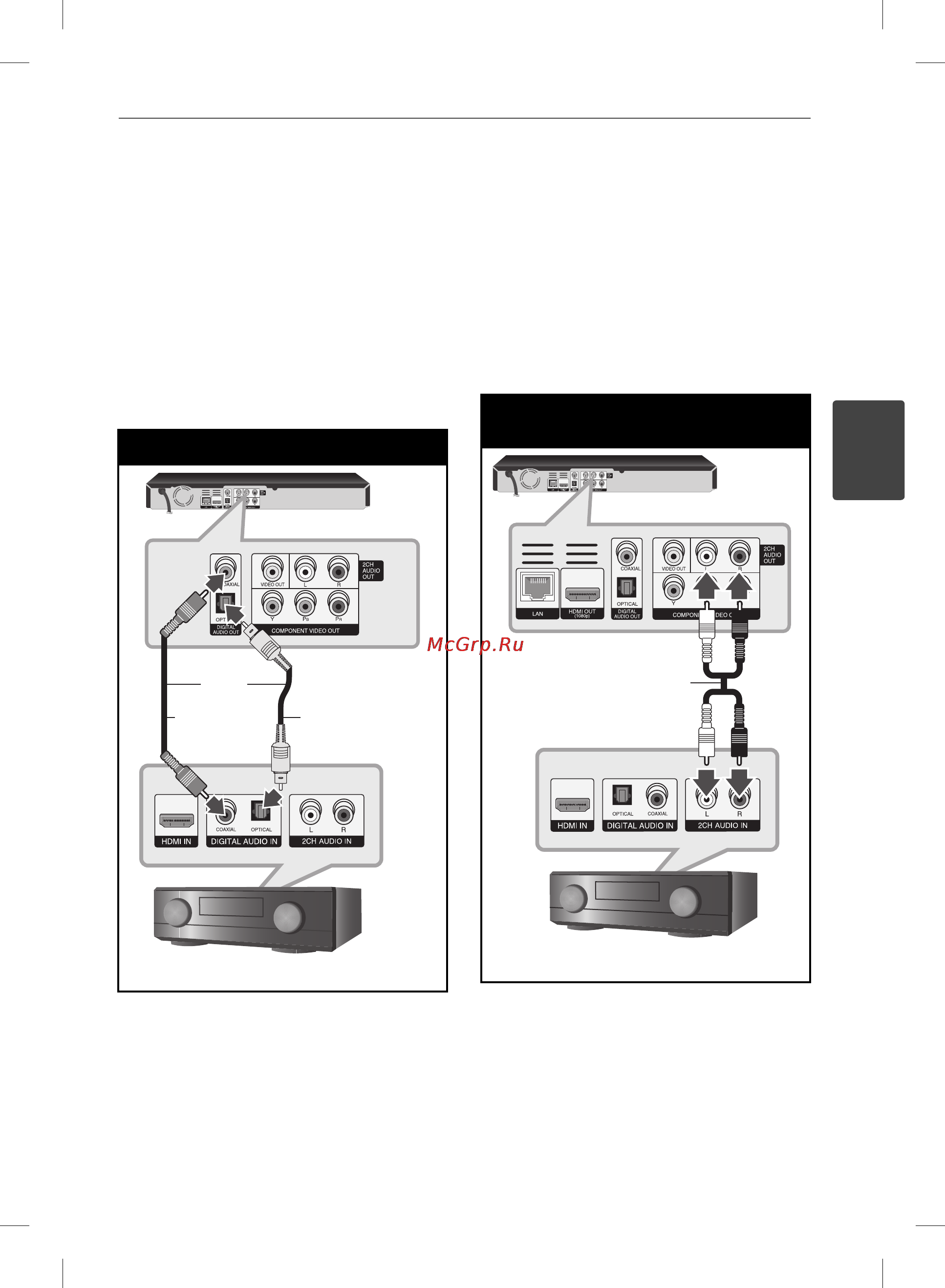 LG BX-580 [19/84] Подключение к усилителю через выход 2 channel audio