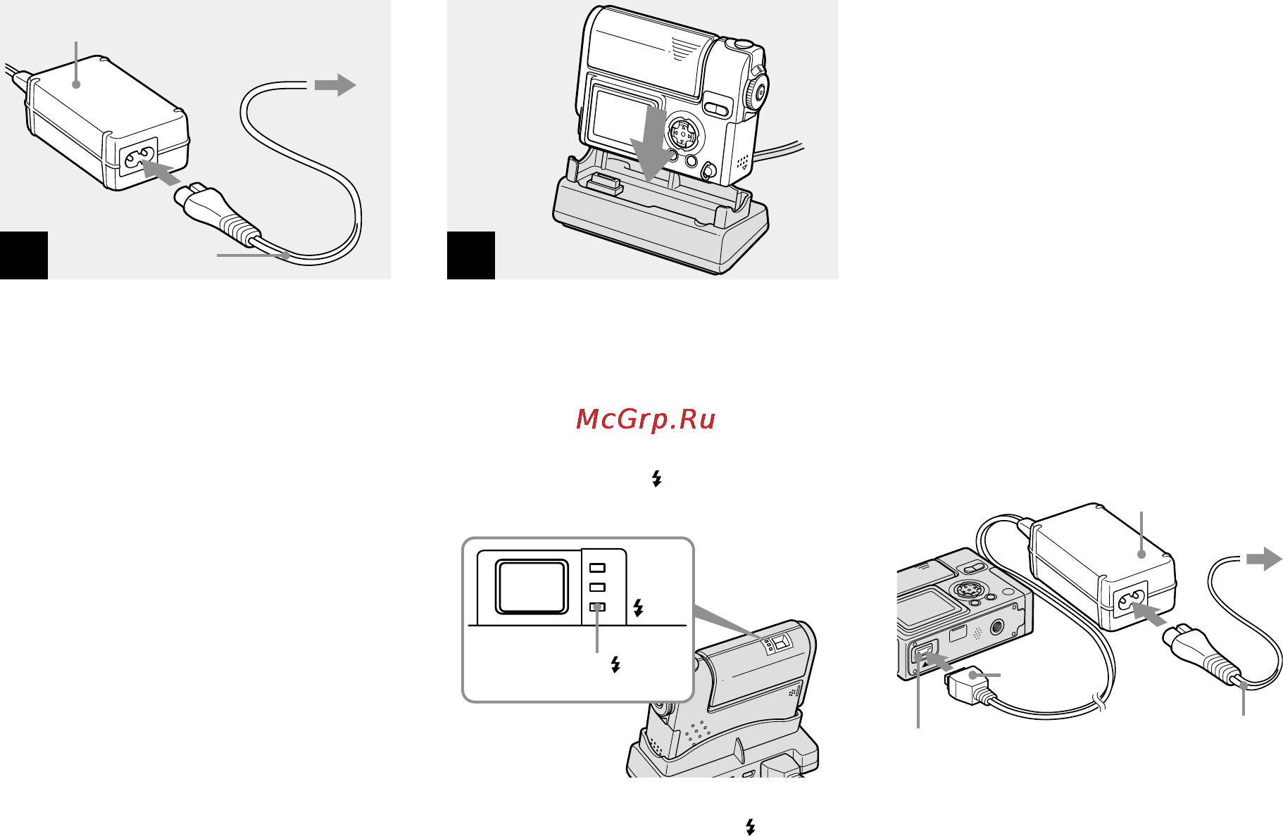 Sony DSC-F77 [12/228] Соедините с помощью шнура питания сетевую розетку и адаптер питания переменного тока