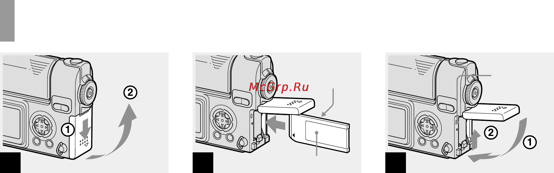 Sony DSC-F77 [20/228] Установка и извлечение платы памяти memory stick