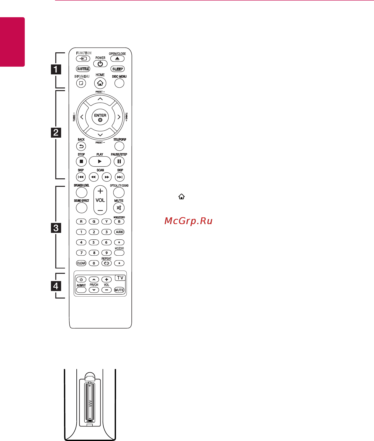 LG BH6530T [10/76] Пульт дистанционного управления