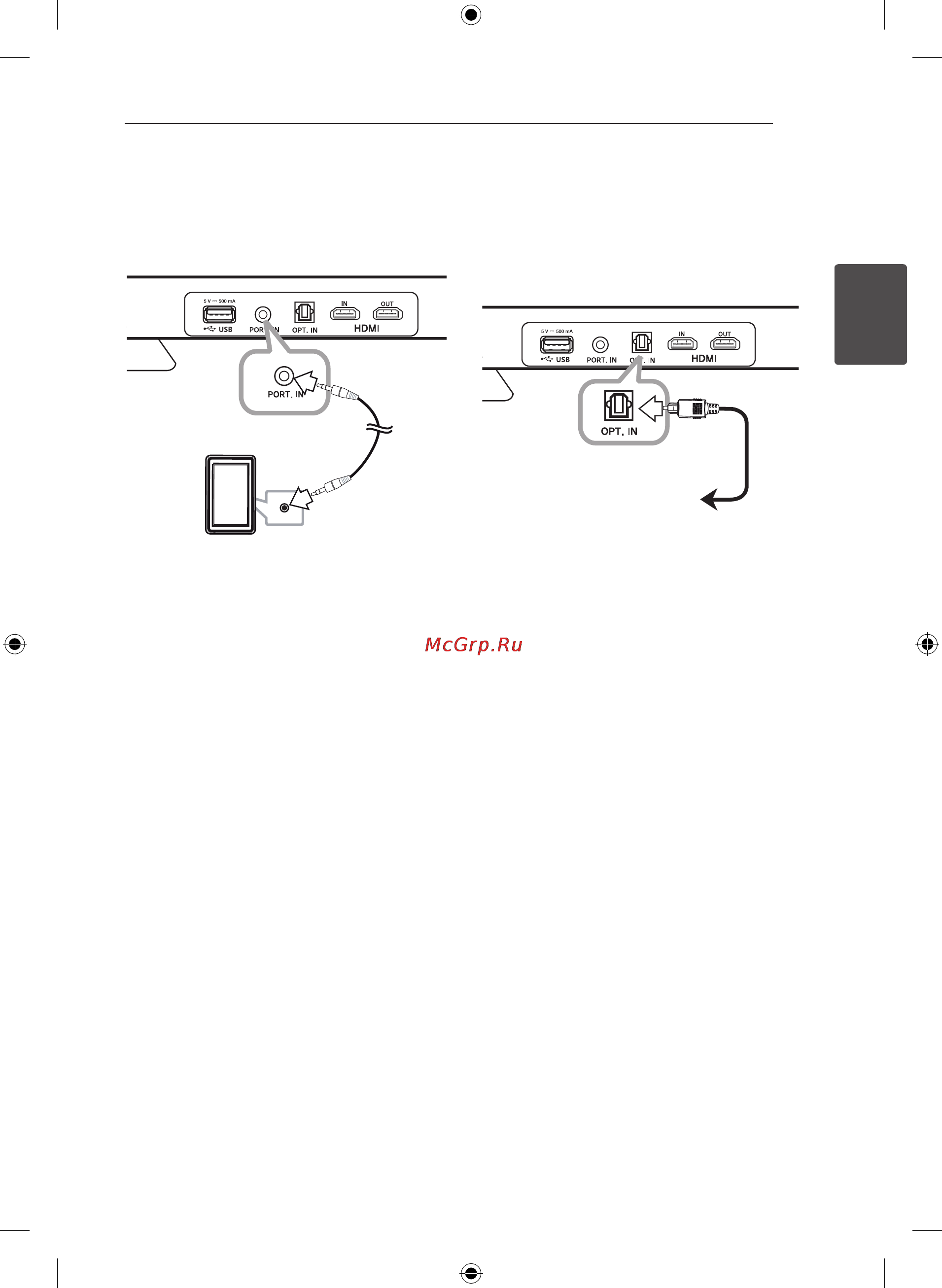 LG NB4530A [17/30] Подключение через разъем optical in оптический вход