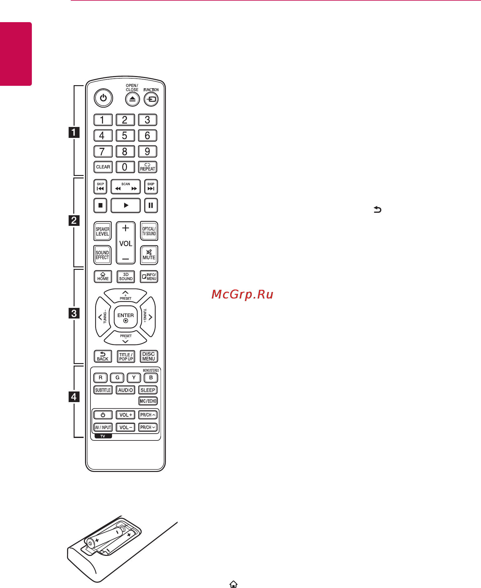 LG BB4330A [10/73] Пульт дистанционного управления