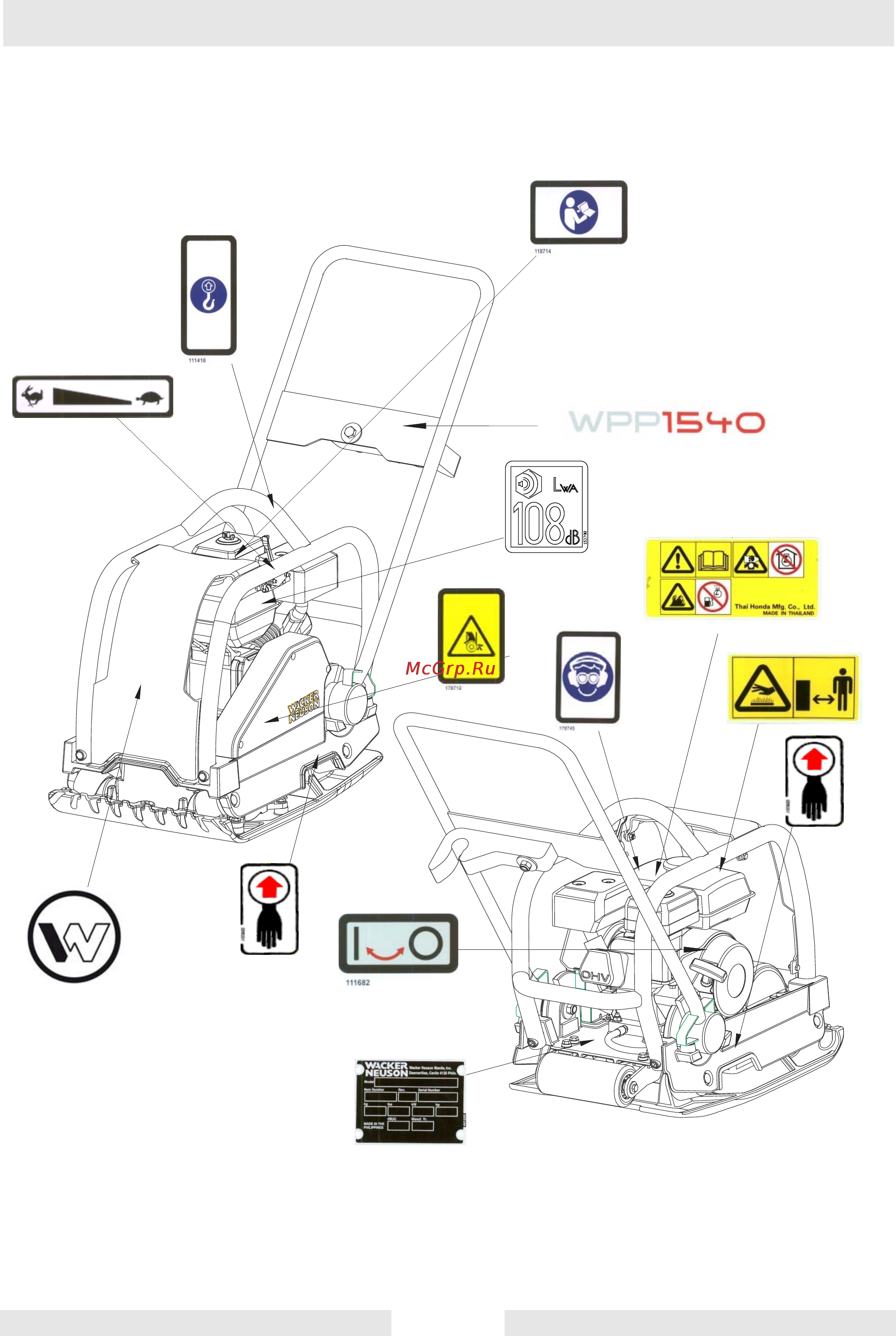 Wacker Neuson WPP 1540A 630025 [12/40] Ìåñòà ²àñïîëîæåíèø ìà²êè²îâî íûõ òàáëè åê