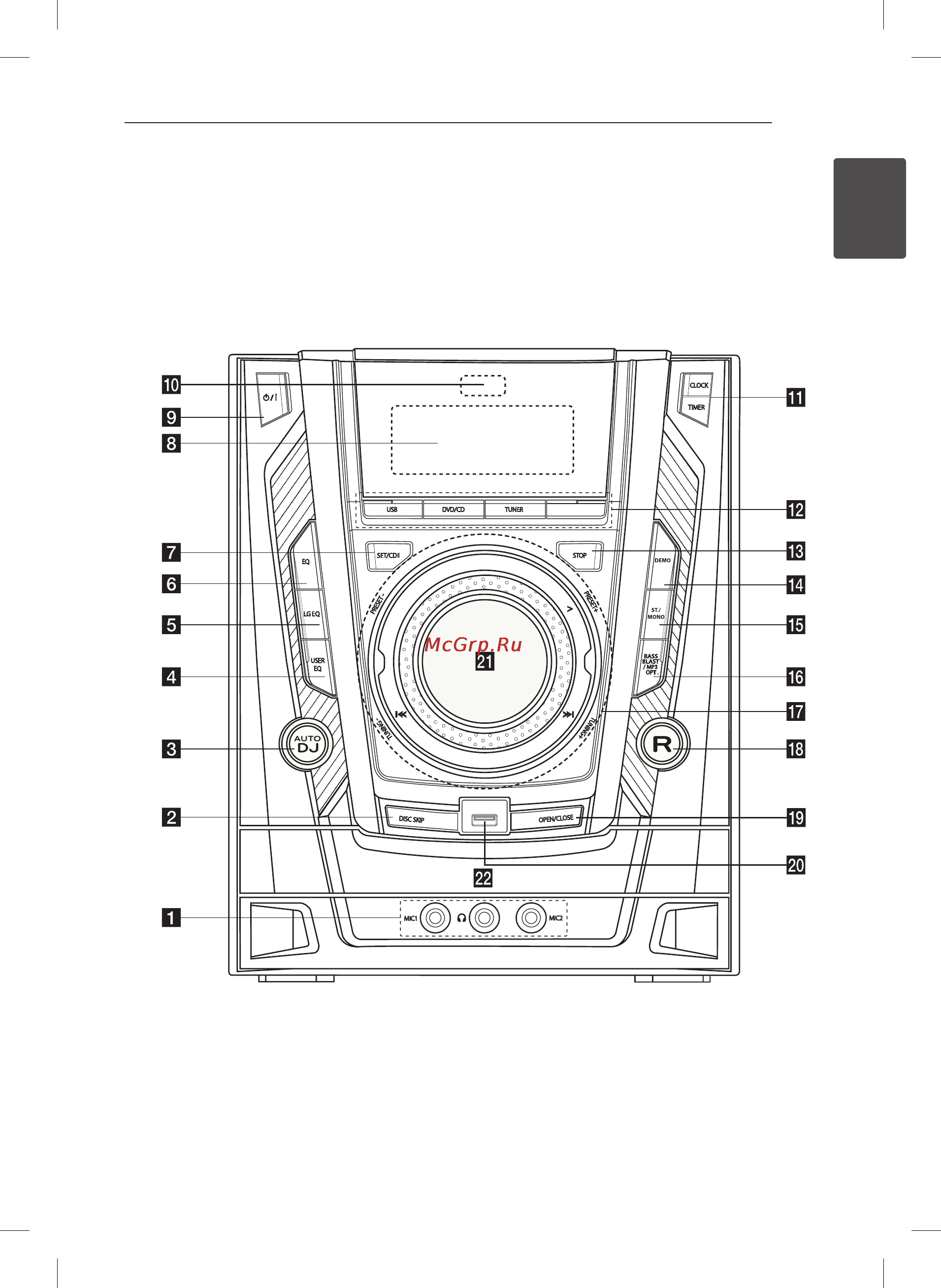 LG DM5320J [11/40] Передняя панель