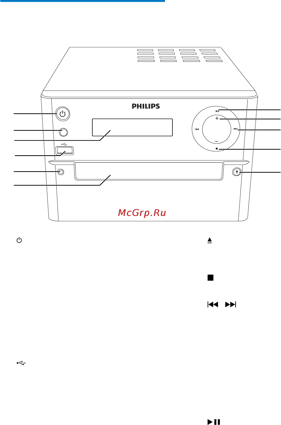 Philips MCD2160/12 [6/28] Описание основного устройства