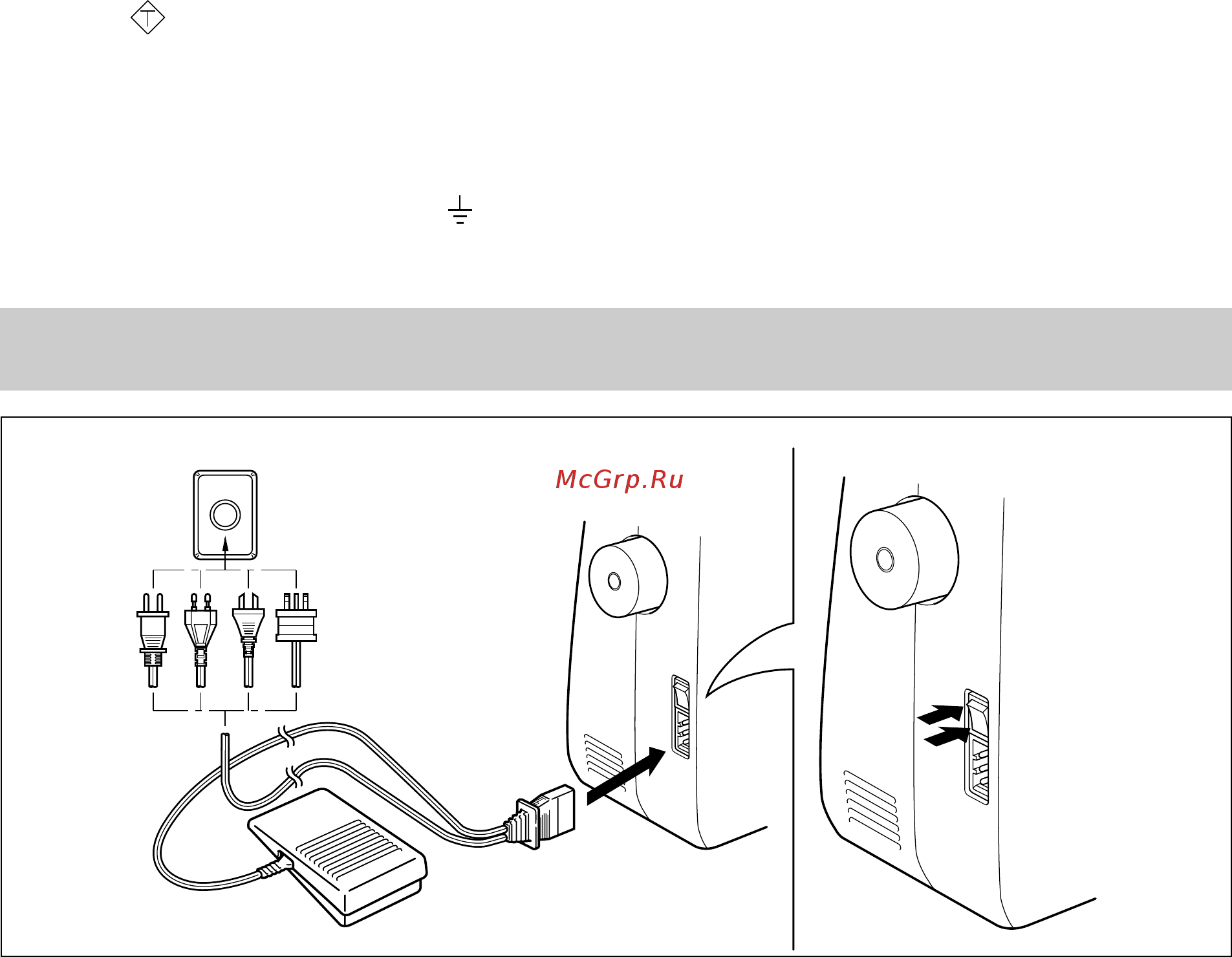 Brother X-3 [7/84] Connecting plugs and main power sewing light switch