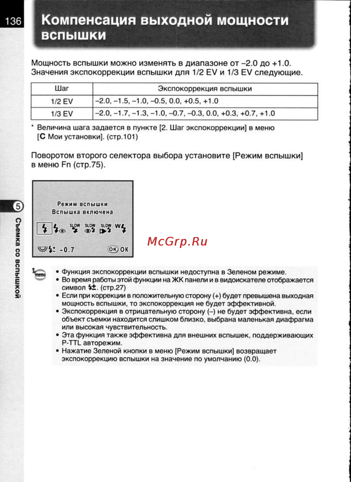 Pentax K20D [138/286] Компенсация выходной мощности
