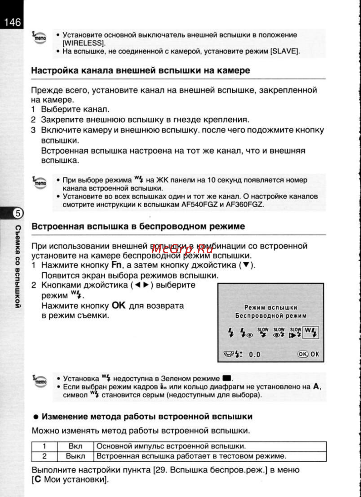 Pentax K20D [148/286] Встроенная вспышка в беспроводном режиме