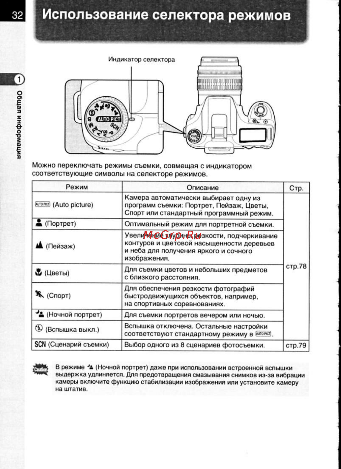 Pentax K200D [34/266] Д использование селектора режимов