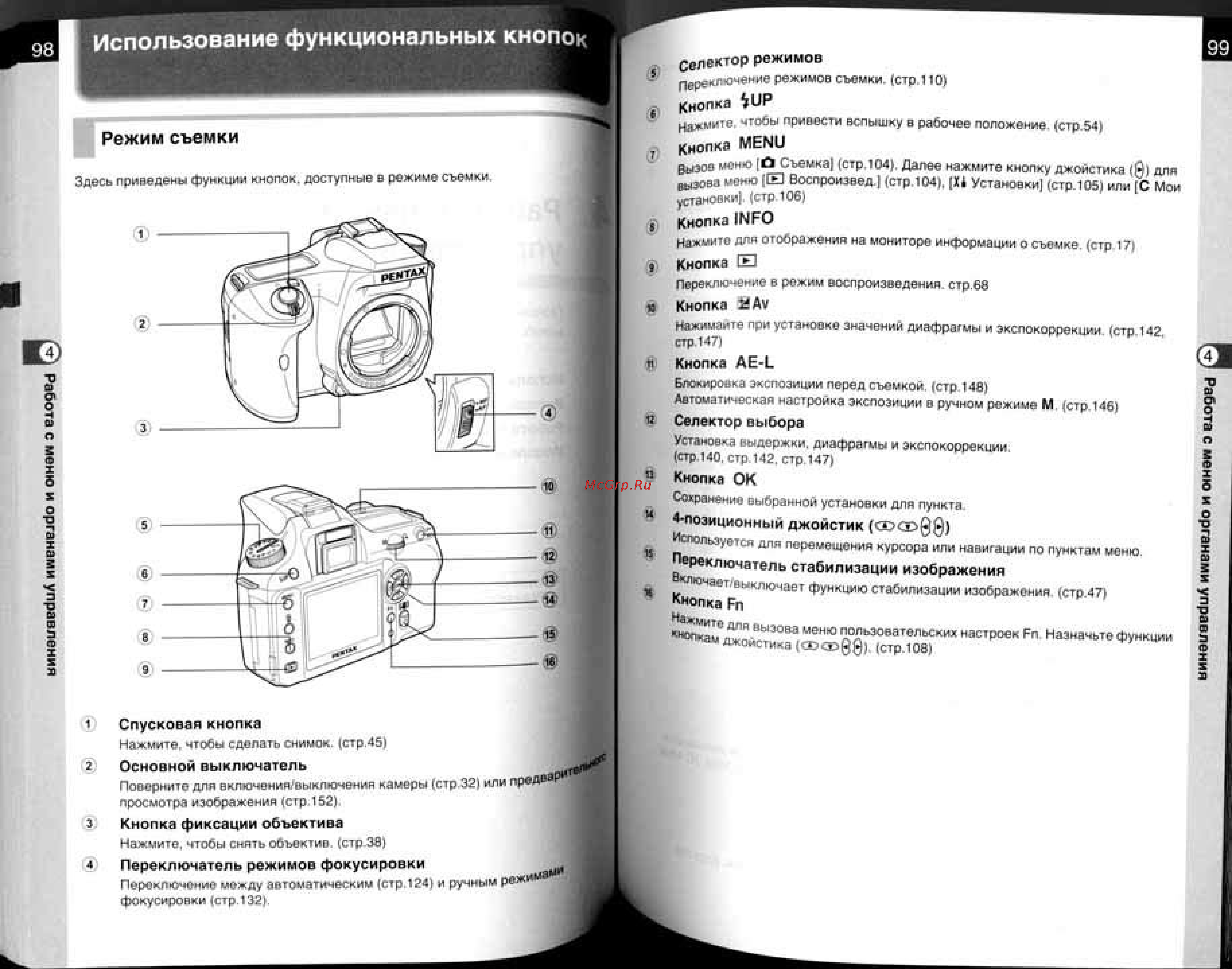 Pentax K100D [51/109] Использование функциональных кнопок