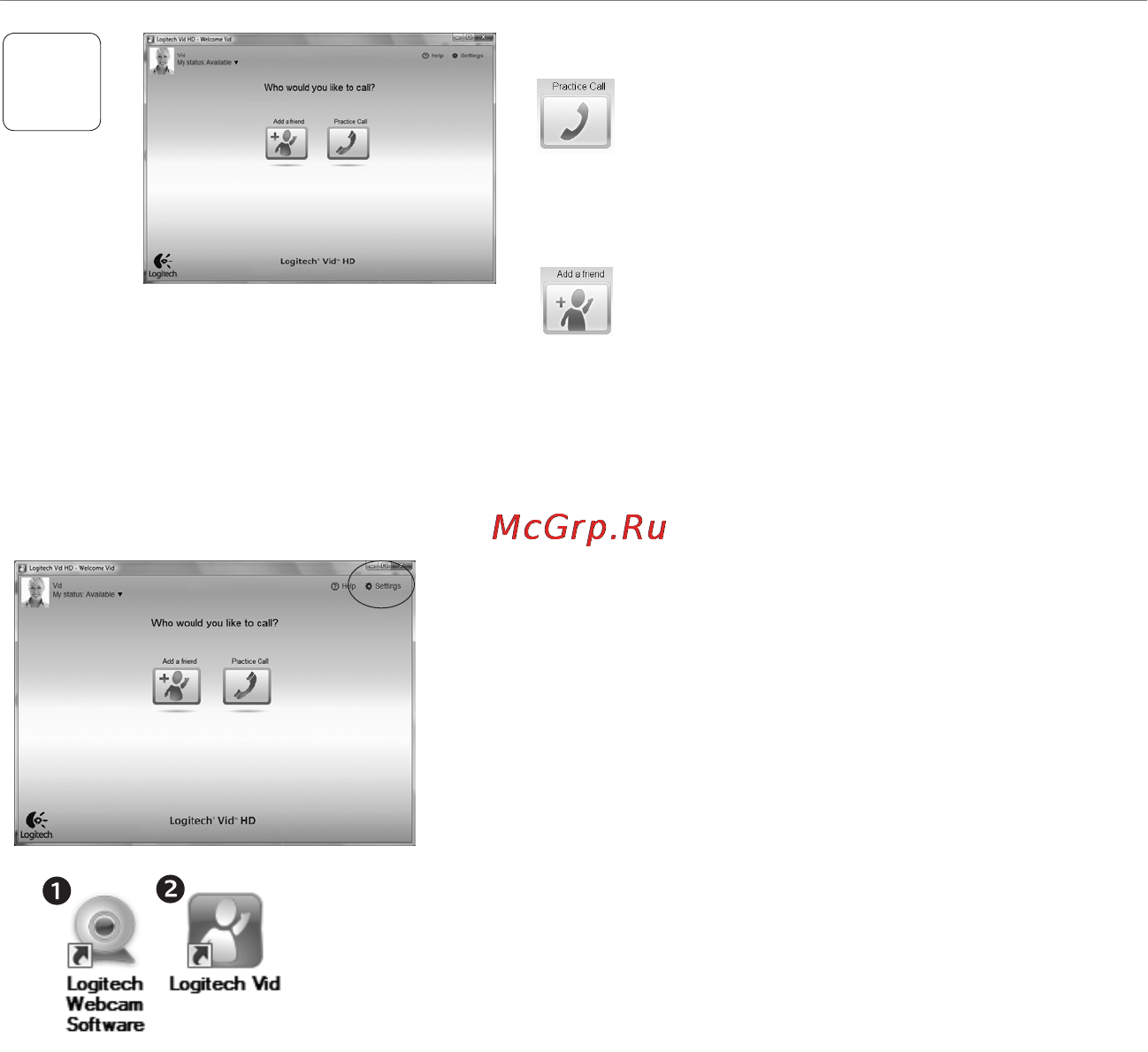Logitech C210 [7/94] Accessingaccountsettingsandstartingapplications