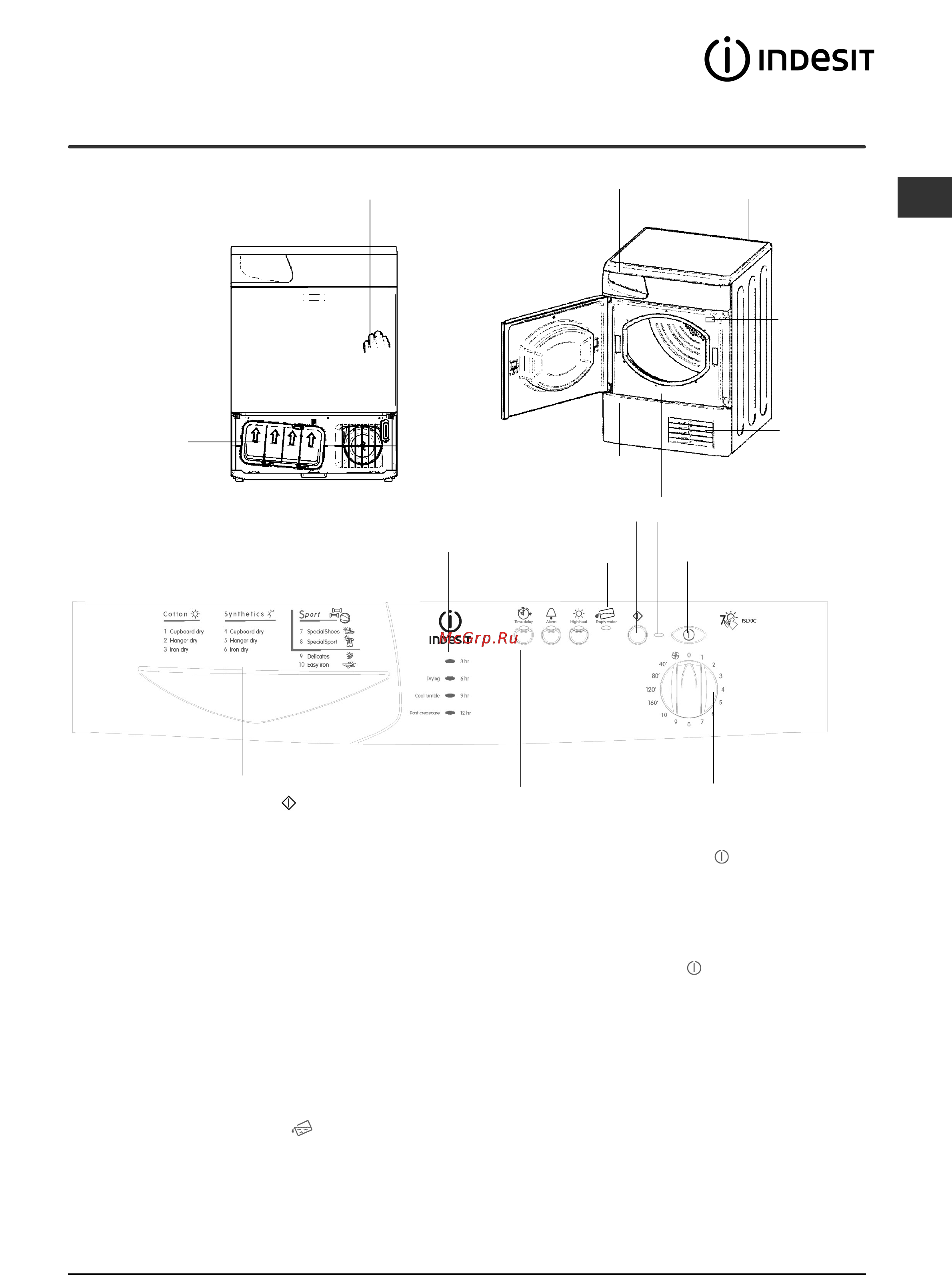 Indesit ISL 70 C [63/96] Descrição da máquina de secar