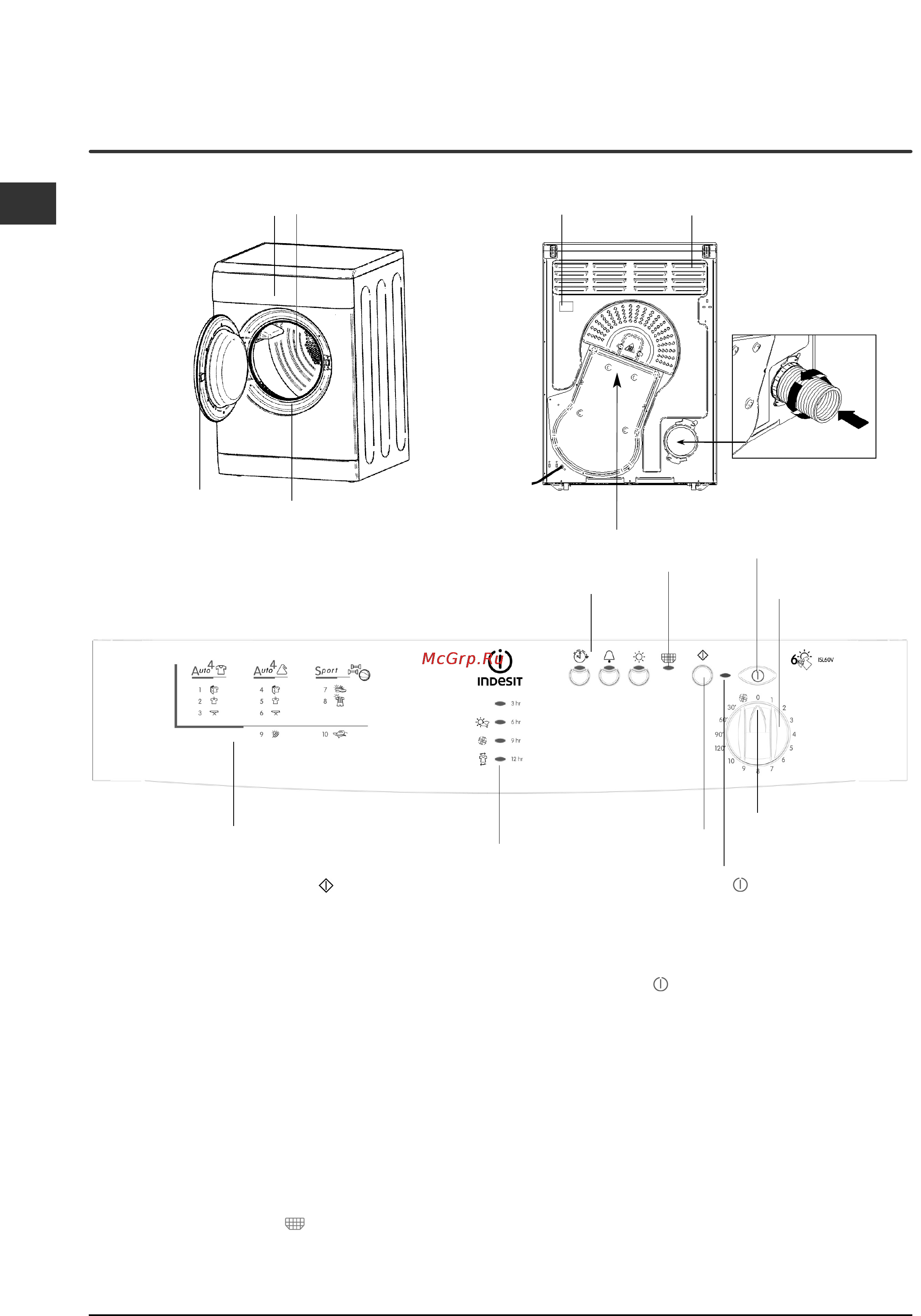Indesit ISL 60 V [56/68] Beschrijving van de droogautomaat