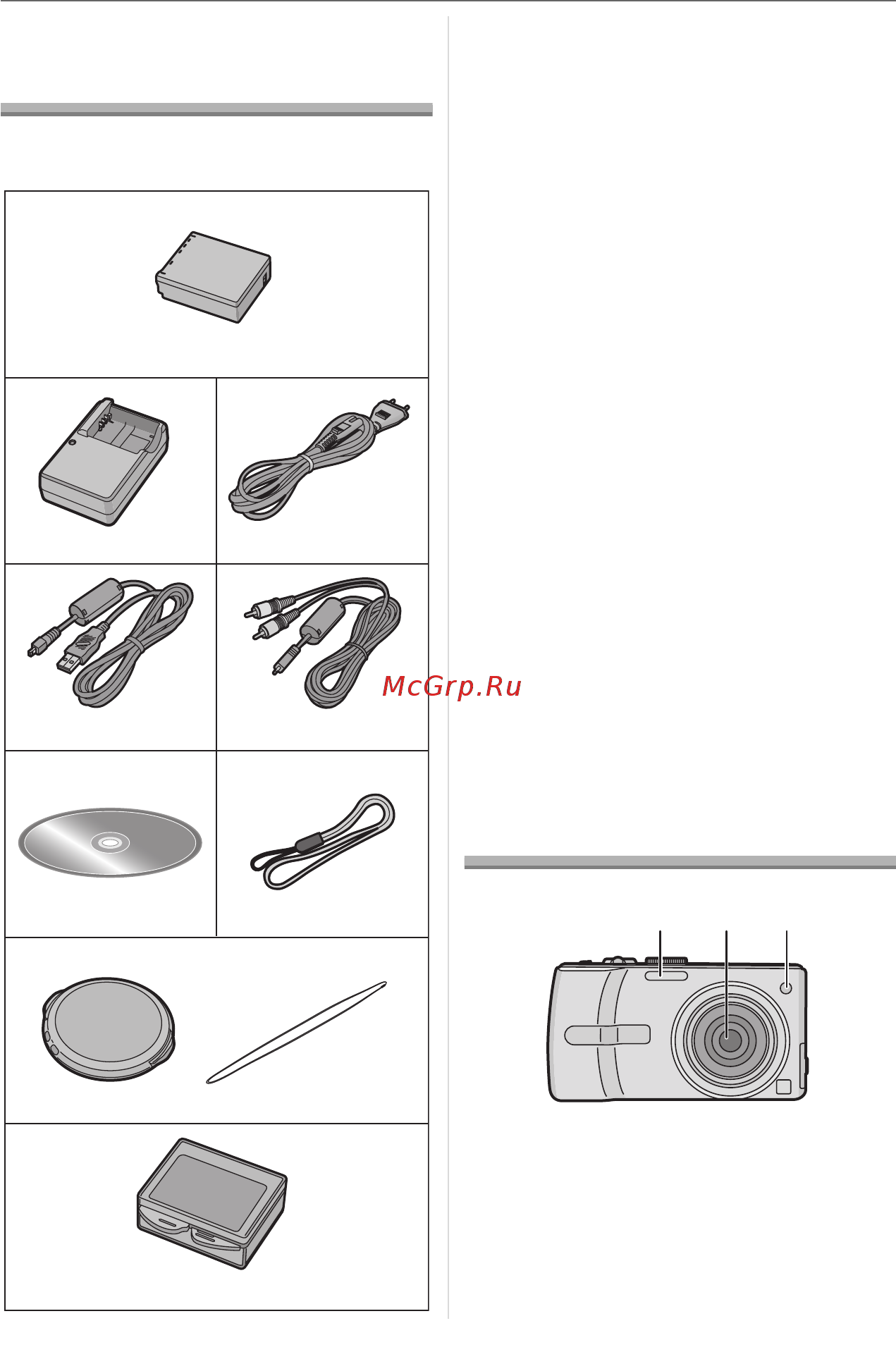 Panasonic LUMIX DMC-TZ1 [8/124] Стандартные принадлежности