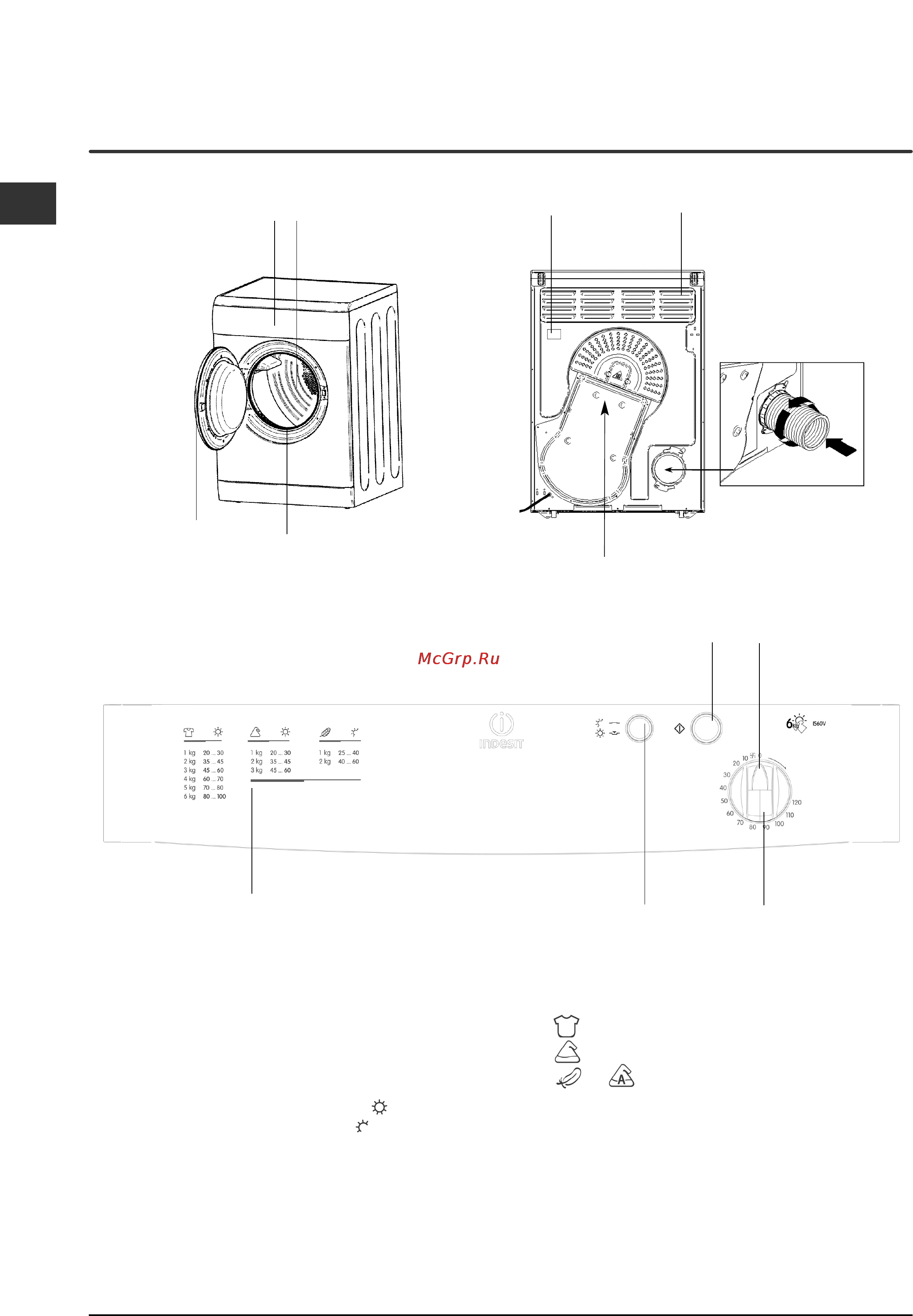 Indesit IS 60 V [26/80] Description du sèche linge