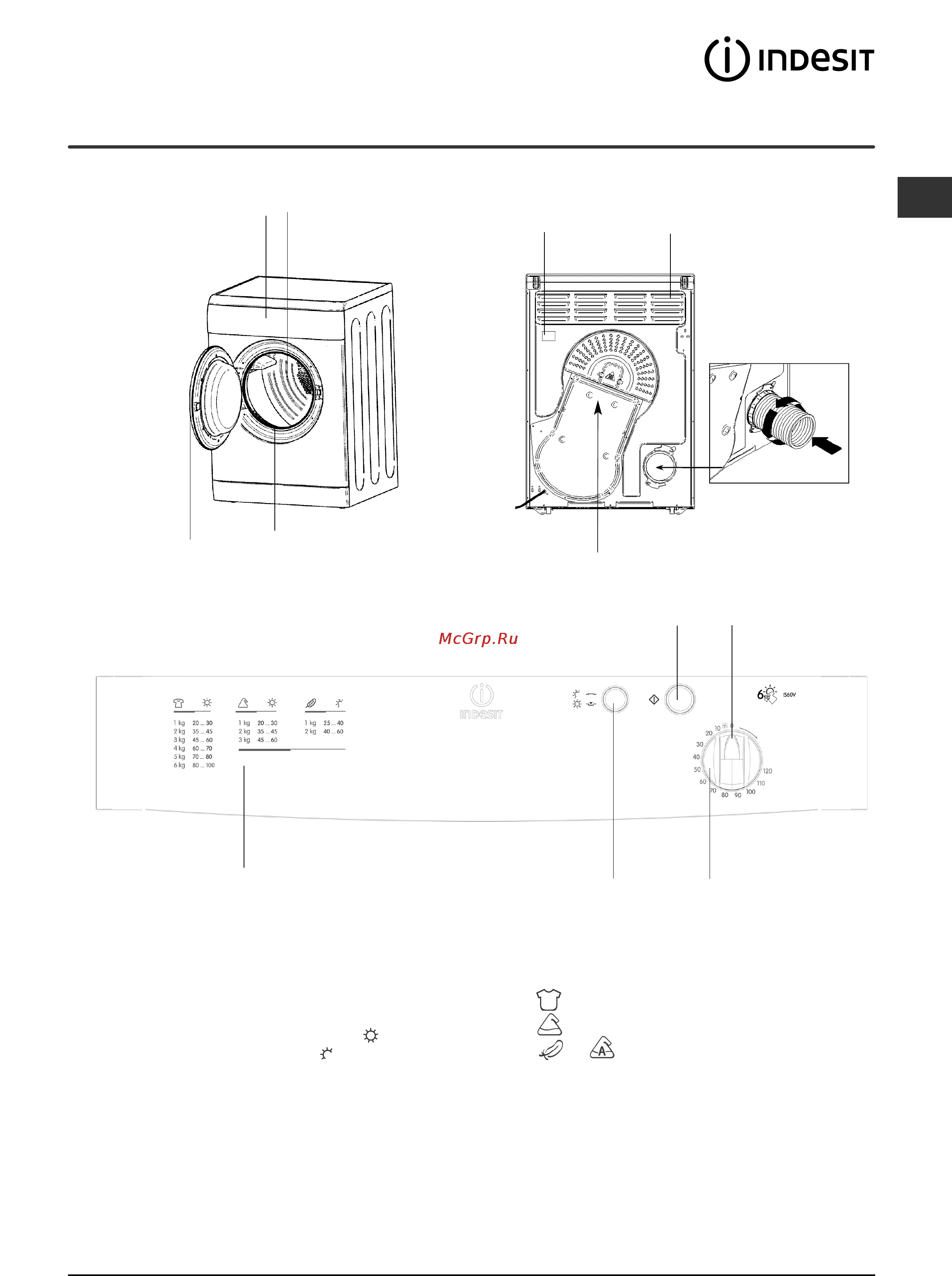 Indesit IS 60 V [59/80] Descrição da máquina de secar