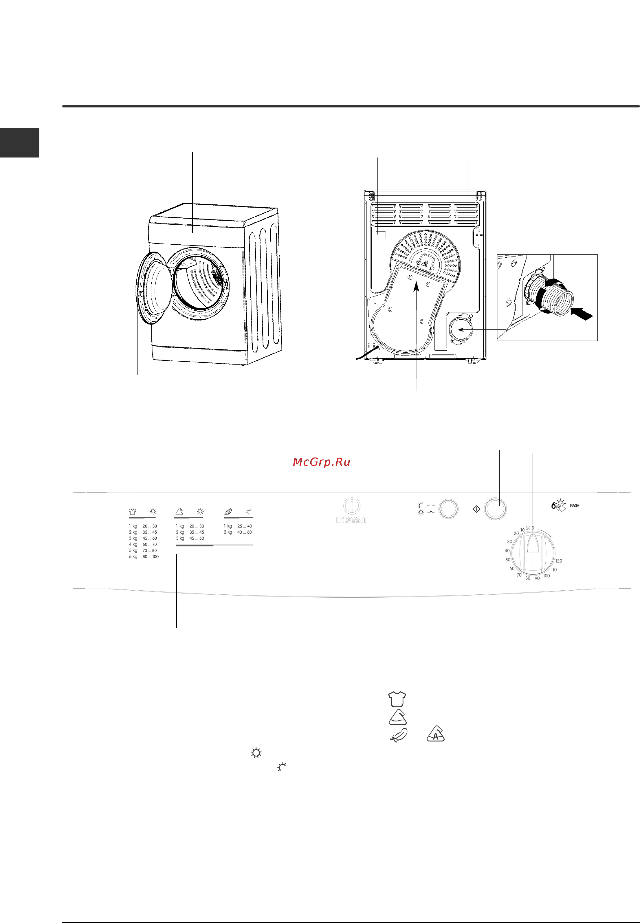 Indesit IS 60 V [70/80] Beschrijving van de droogautomaat