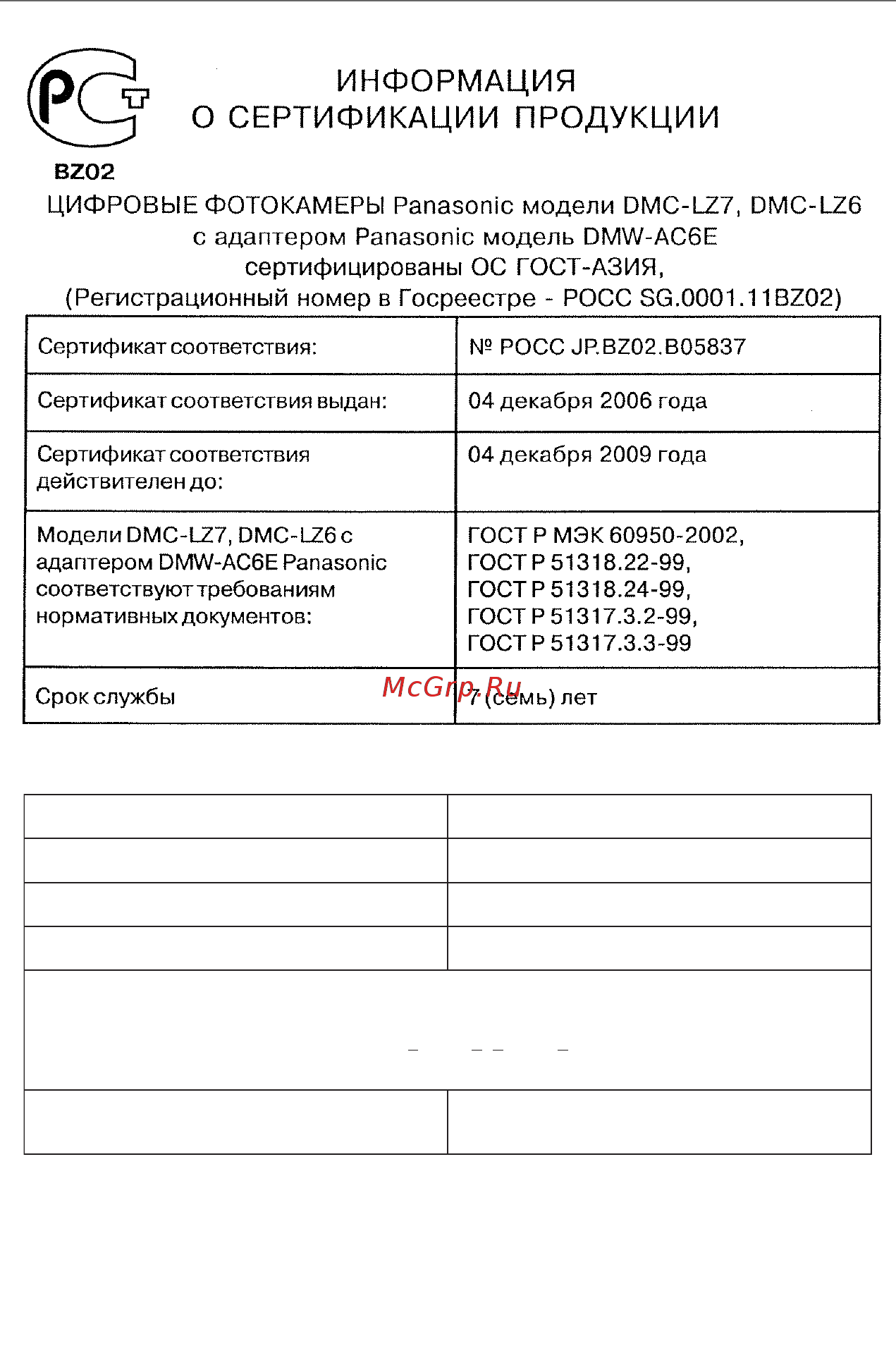 Panasonic LUMIX DMC-LZ6 Инструкция по эксплуатации онлайн [115/116] 32848