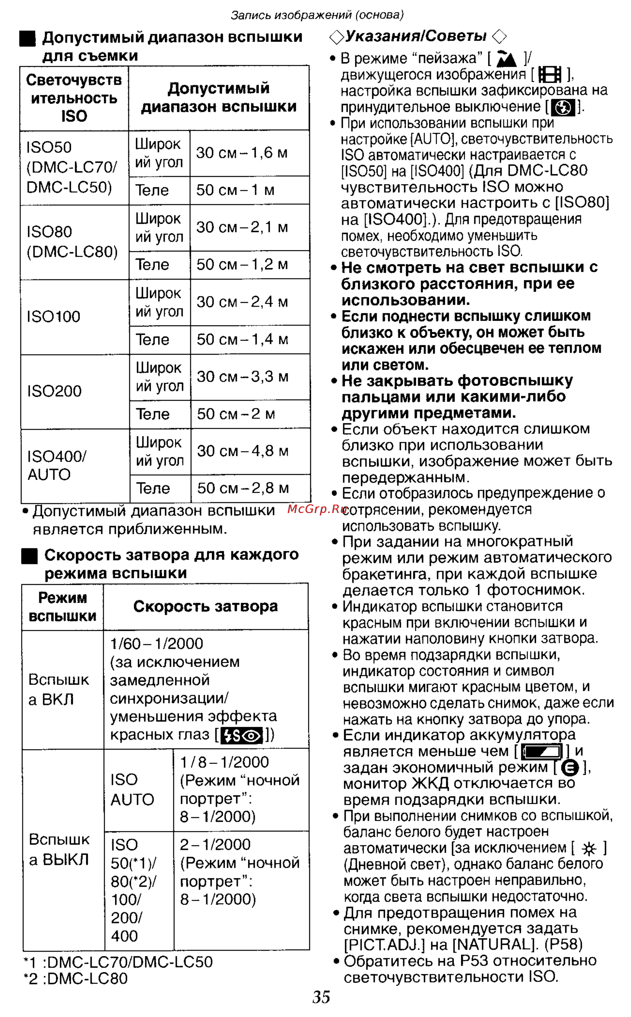 Panasonic LUMIX DMC-LC50 [35/151] Указанияюовет