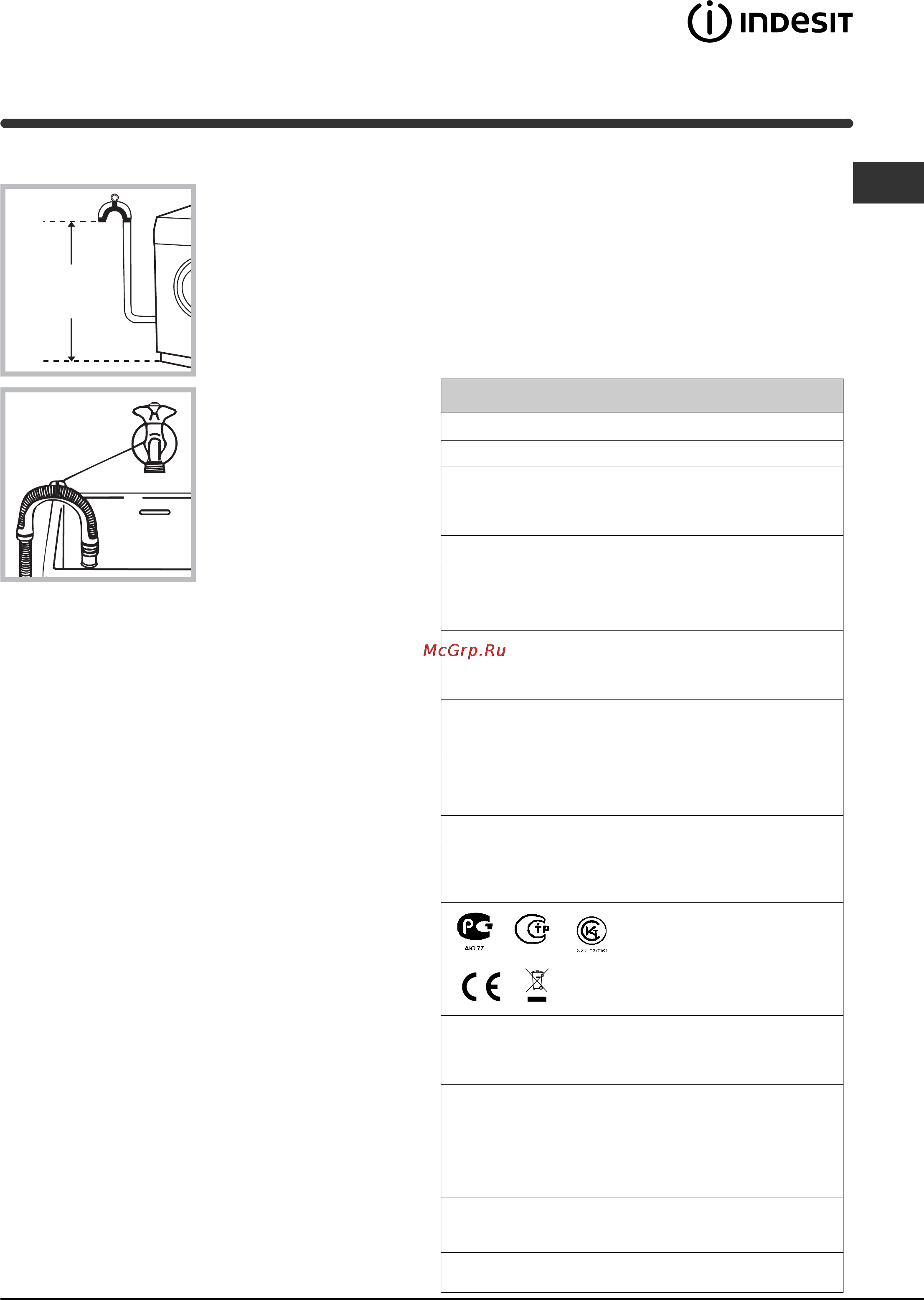 Indesit WIN 101 [3/48] Первый цикл стирки