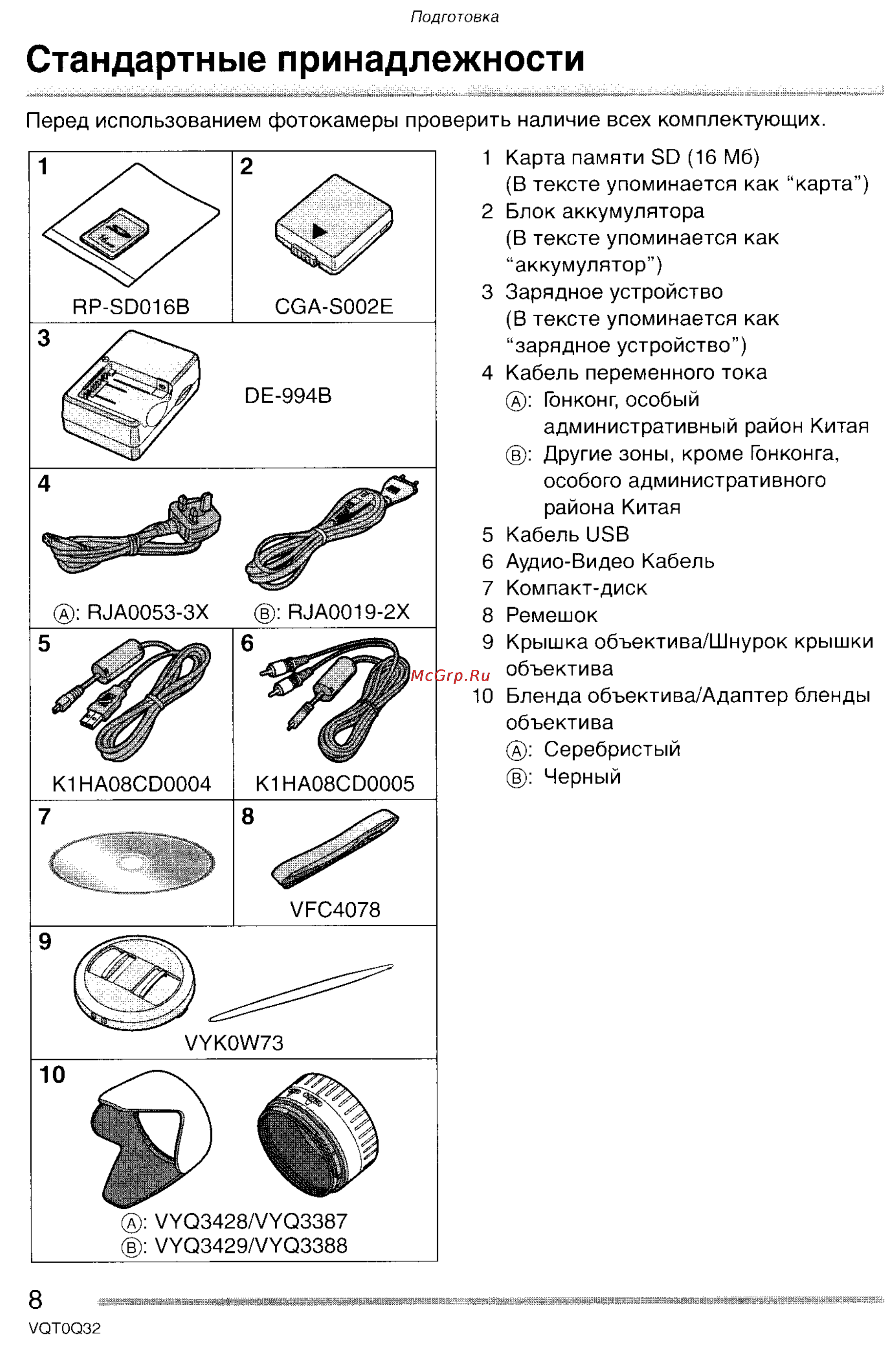 Panasonic LUMIX DMC-FZ5 Инструкция по эксплуатации онлайн [8/165] 33116