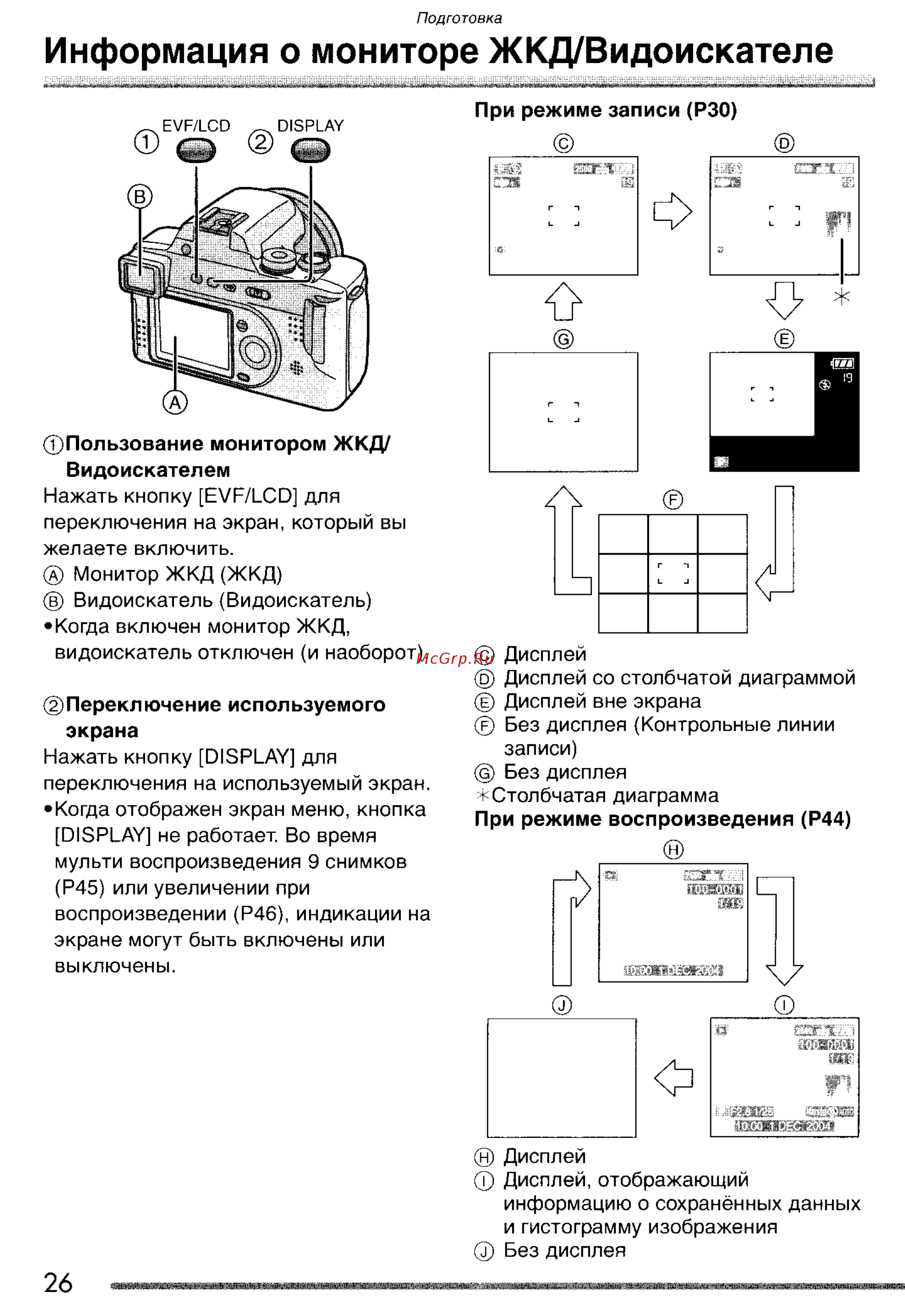 Panasonic LUMIX DMC-FZ20 [26/166] Информация о мониторе жкд видоискателе