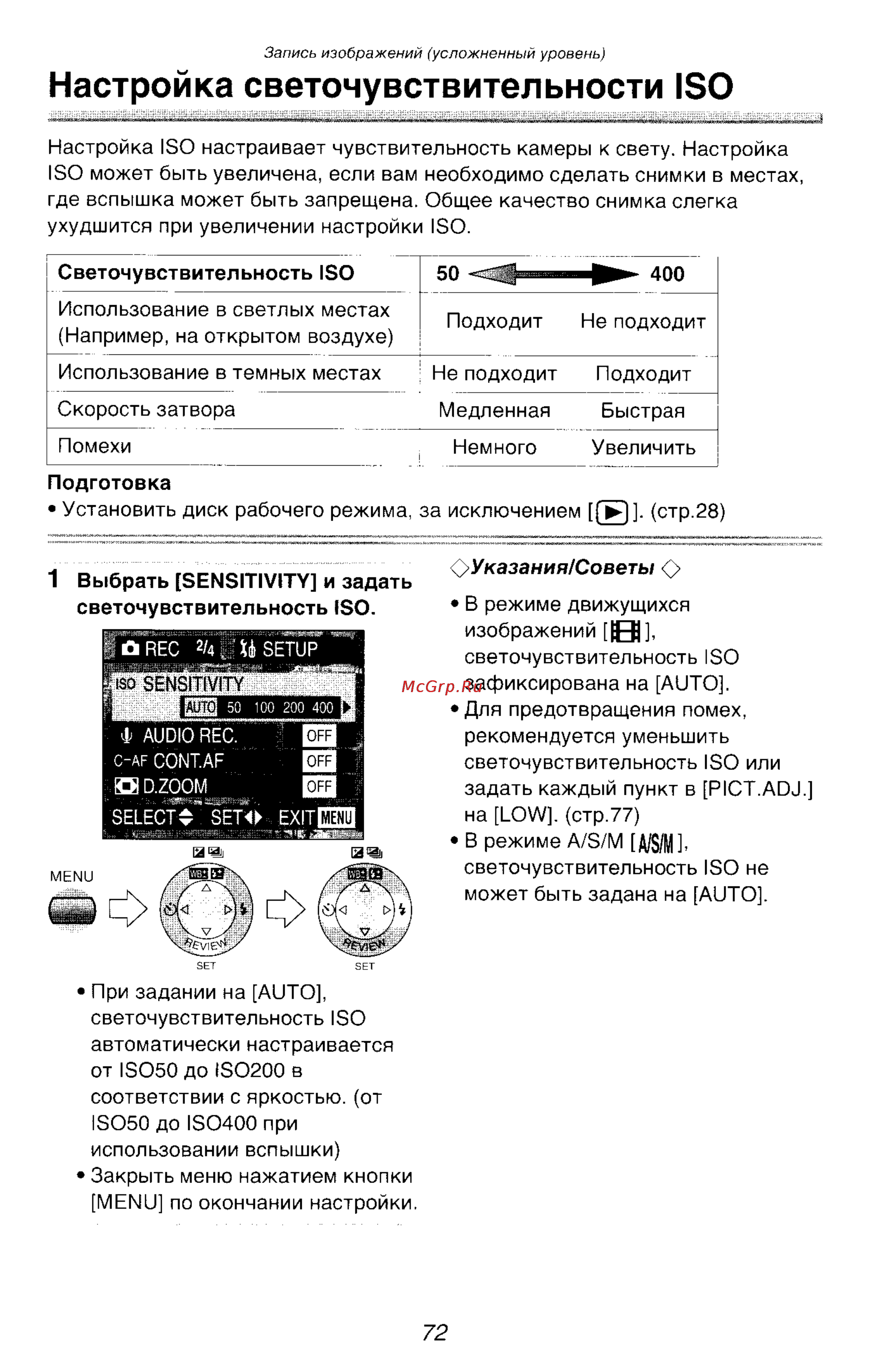 Panasonic DMC-FZ10SG [72/182] Настройка светочувствительности iso