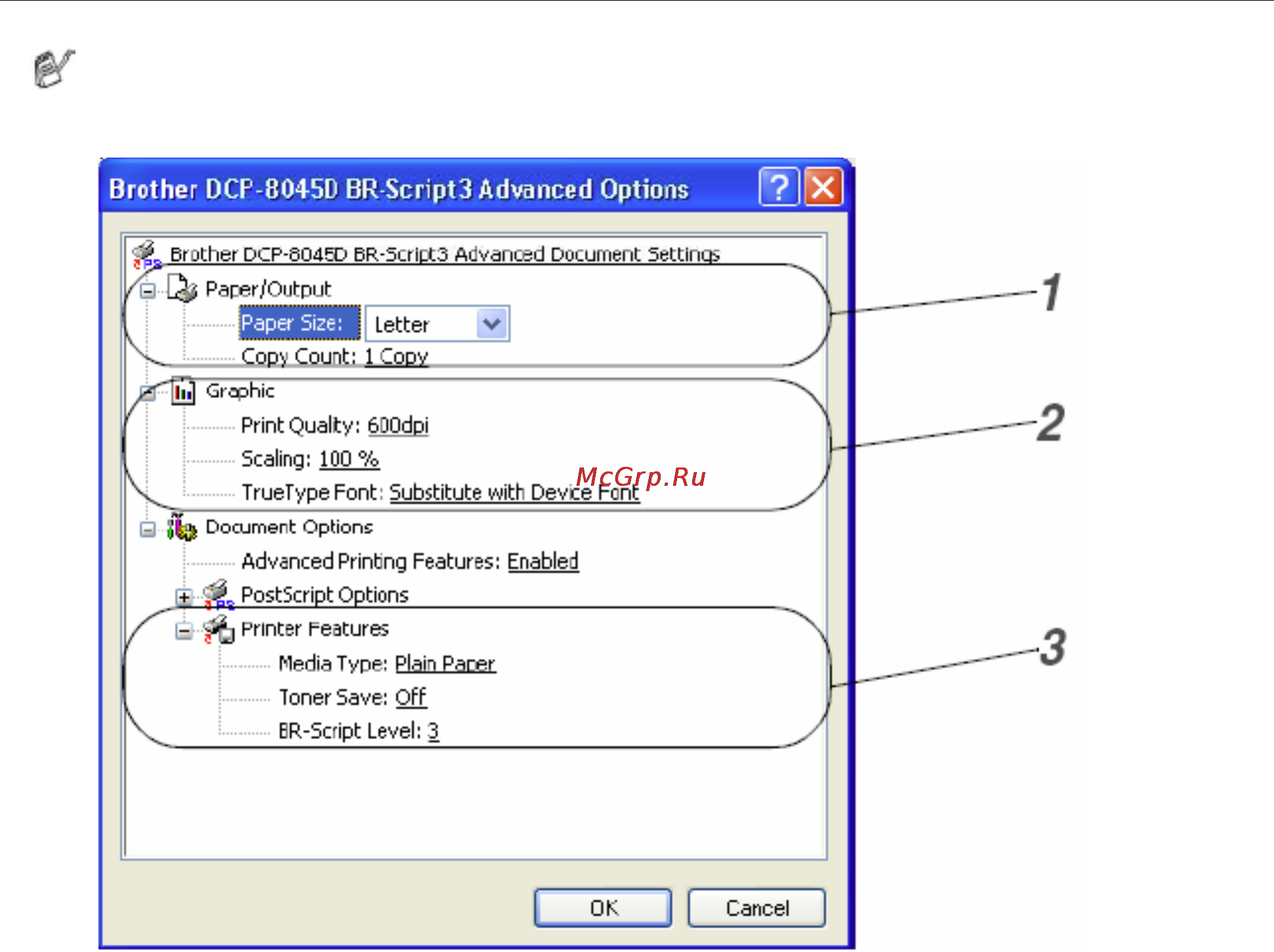 Brother DCP-8040 [108/274] Вкладка advanced options расширенные опции