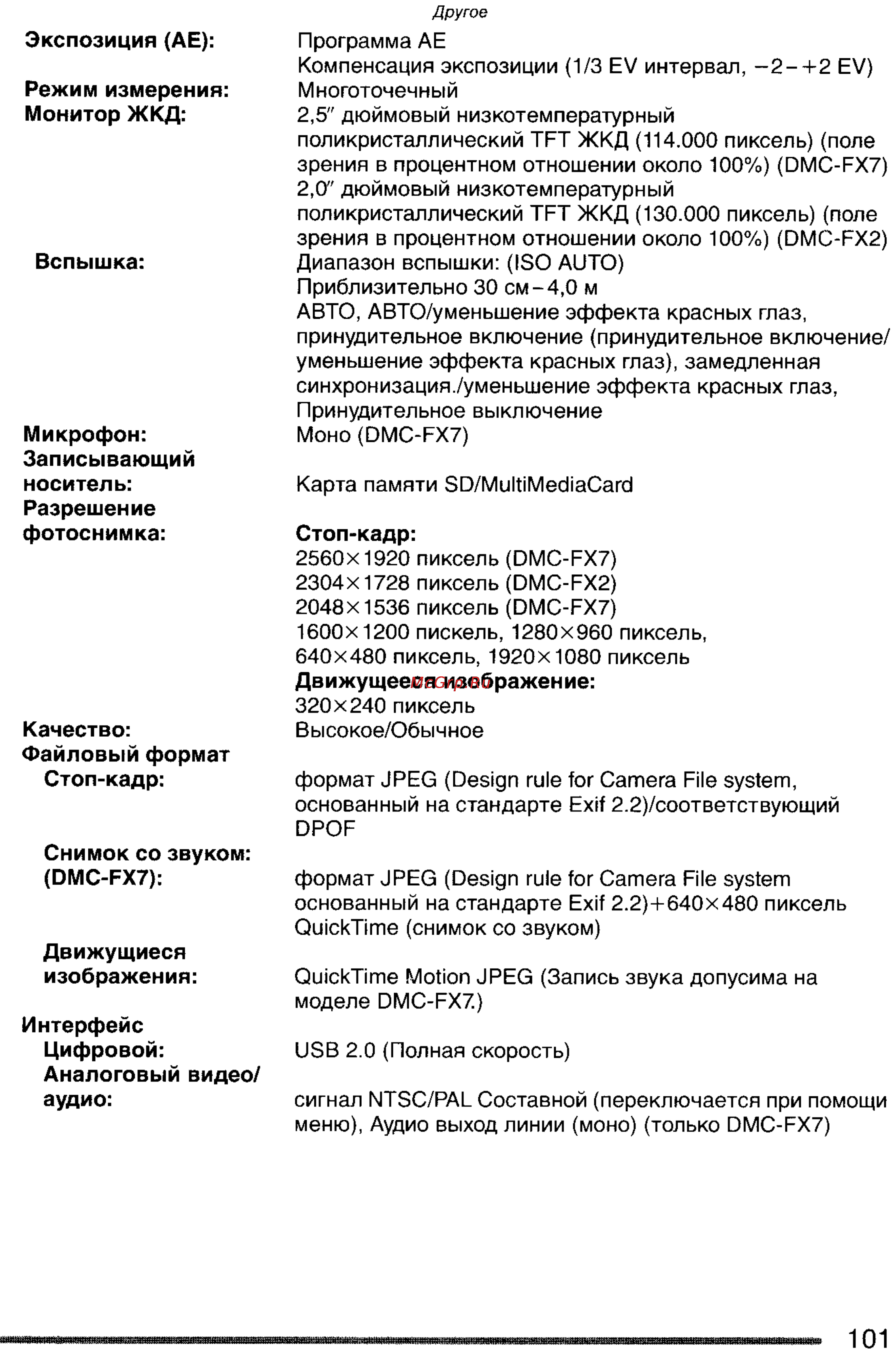 Panasonic LUMIX DMC-FX2SG Инструкция по эксплуатации онлайн [101/154] 33259