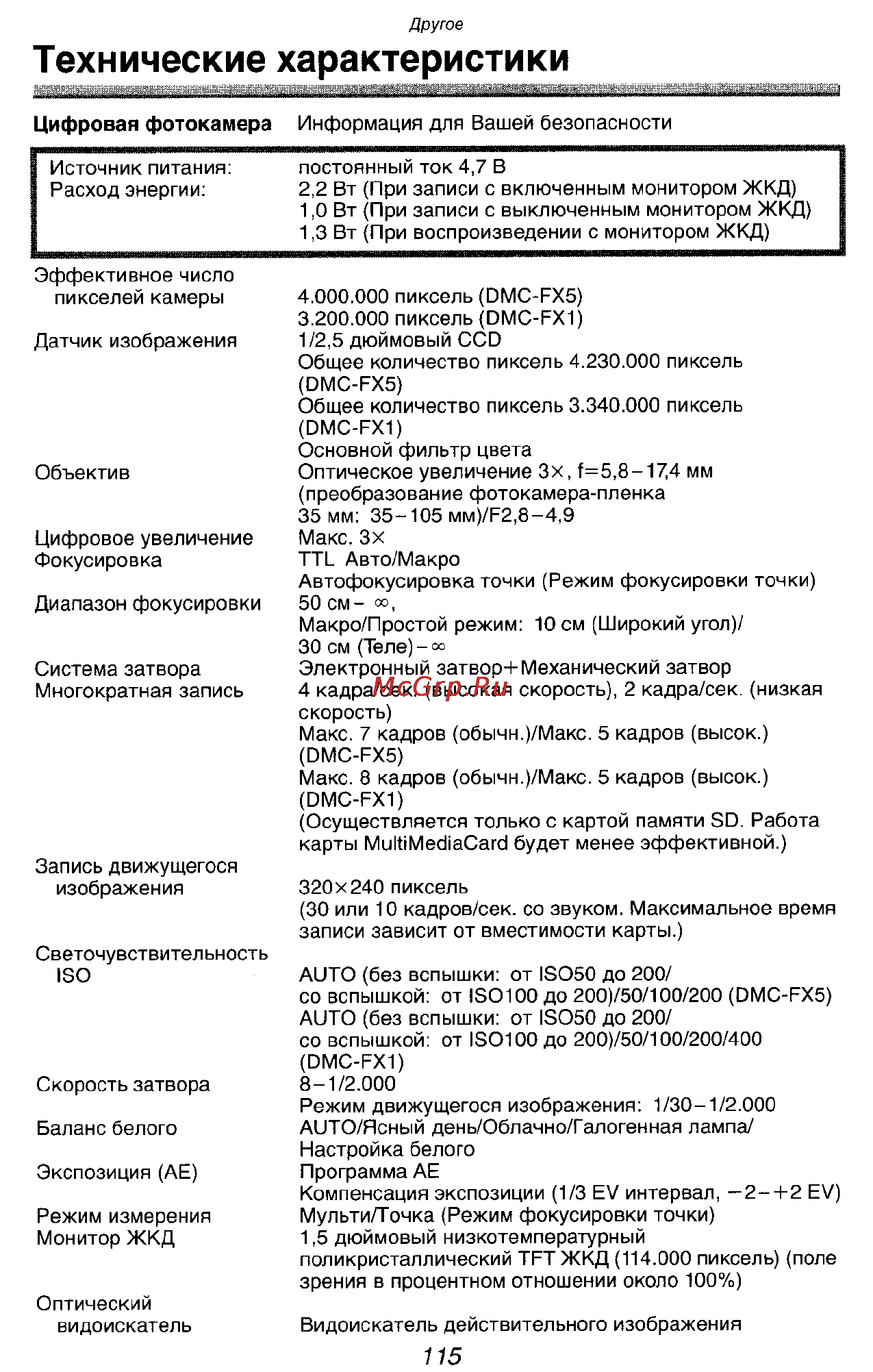 Panasonic LUMIX DMC-FX1SG Инструкция по эксплуатации онлайн [115/168] 33235