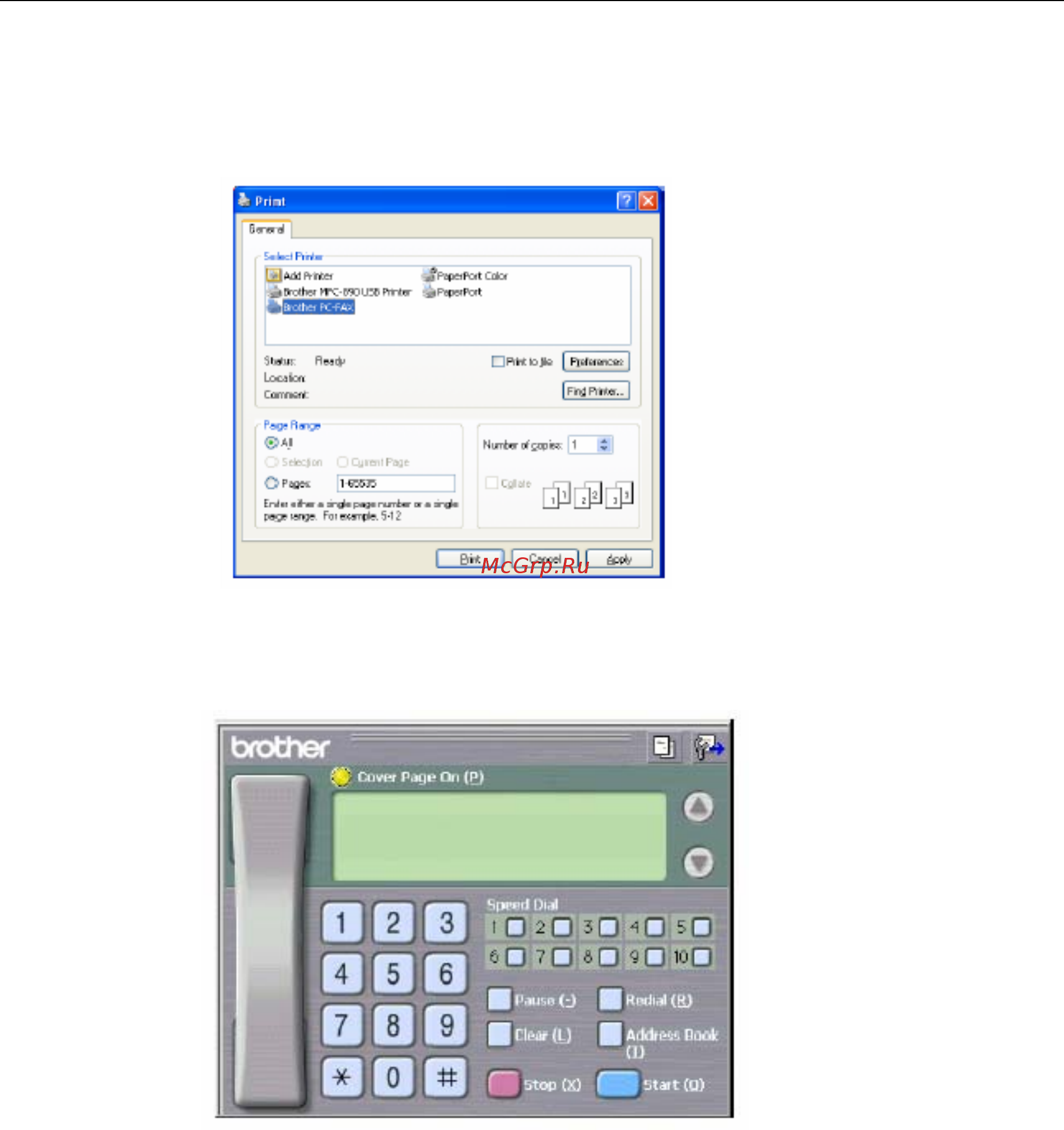 Brother MFC-8820D [297/427] Отправка файла как pc fax с использованием стиля аппарата факсимильной связи
