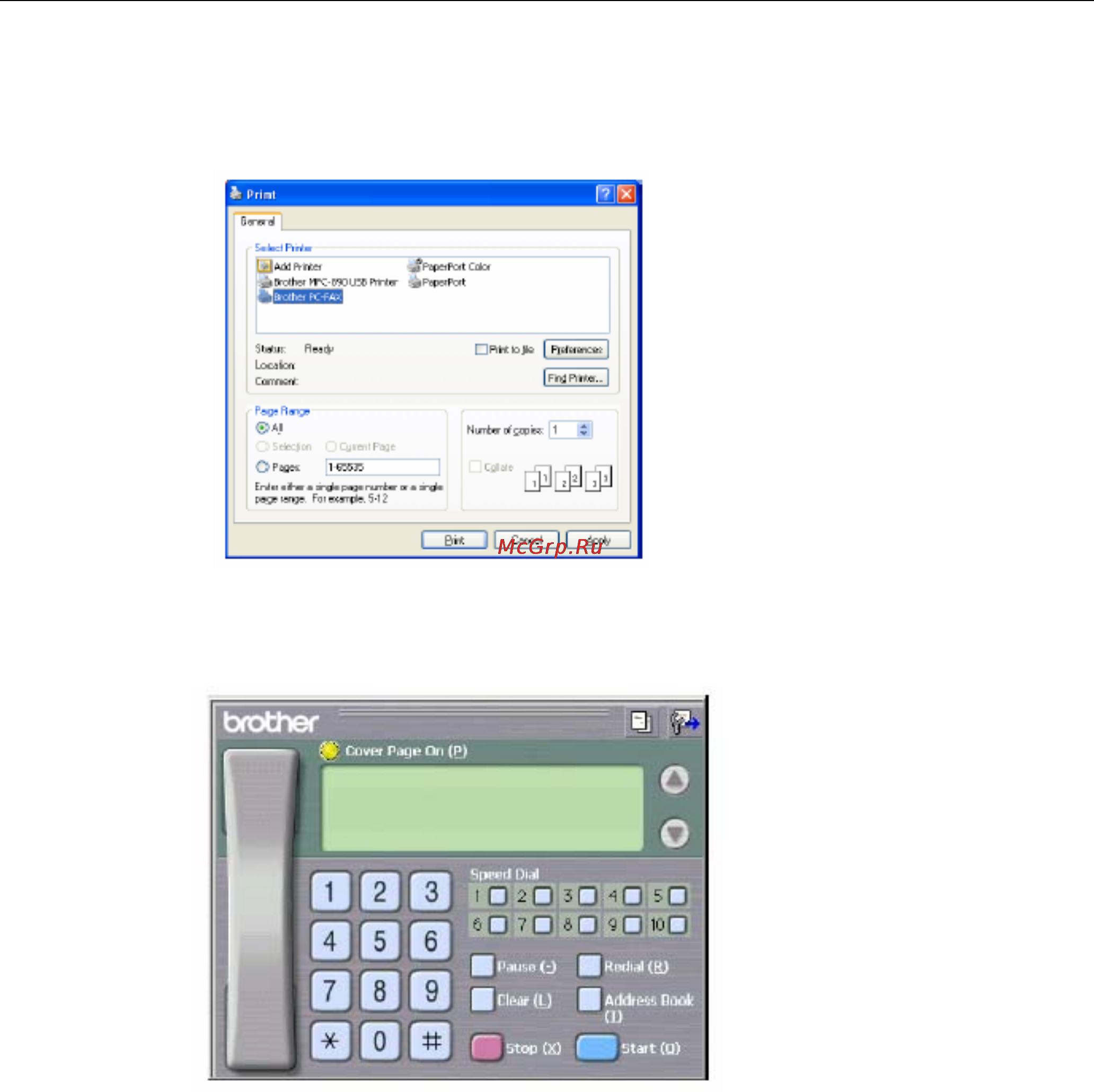 Brother MFC-8840D/DN [298/428] Отправка файла как pc fax с использованием стиля аппарата факсимильной связи