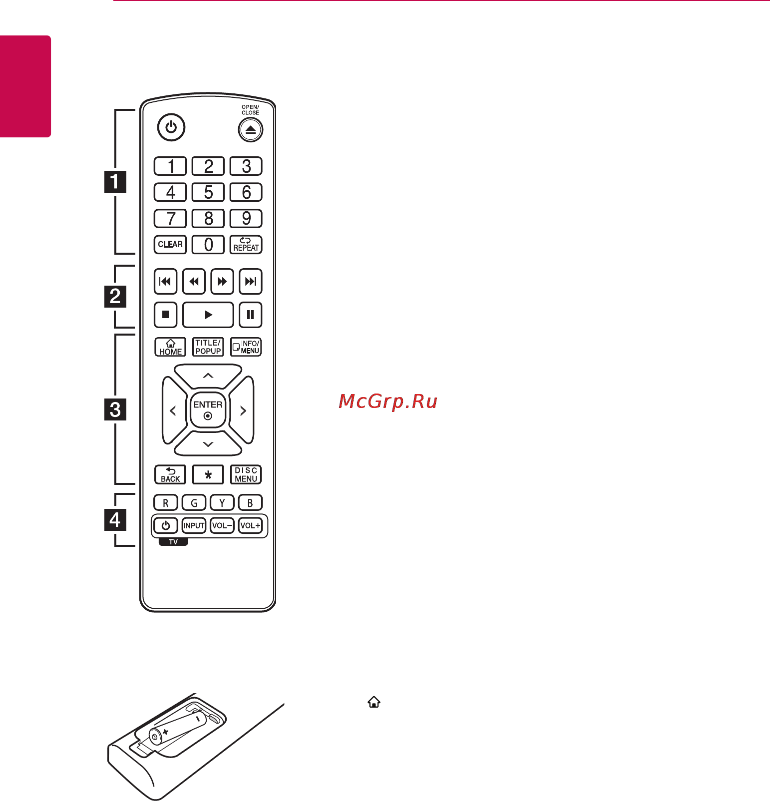 LG BP430 [10/65] Пульт дистанционного управления