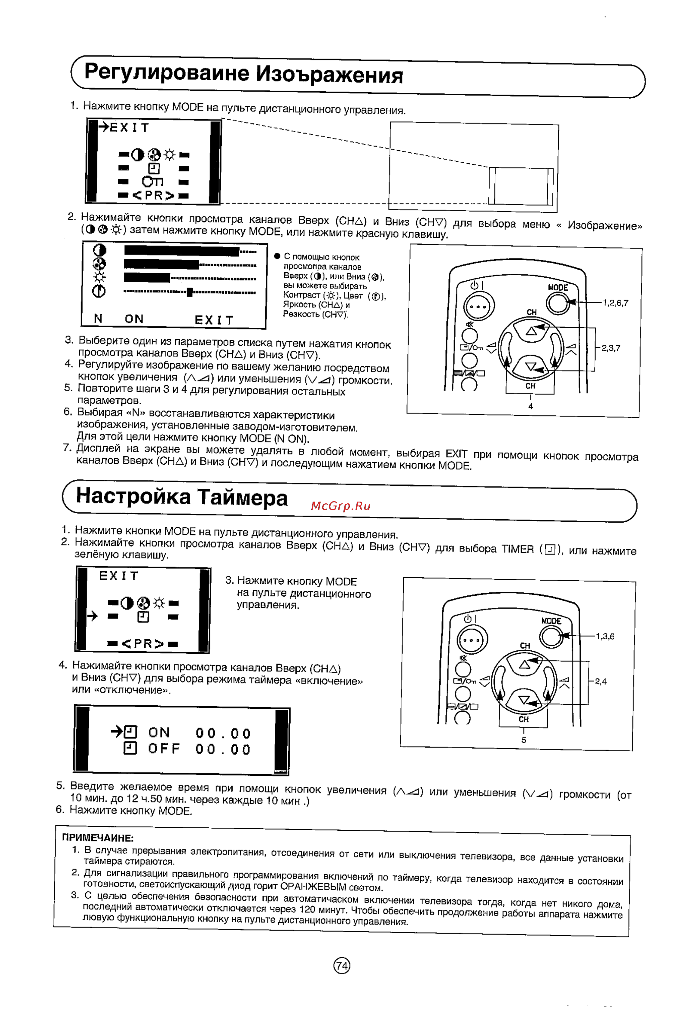Sharp 54AT-16SC [9/17] Настройка таймера