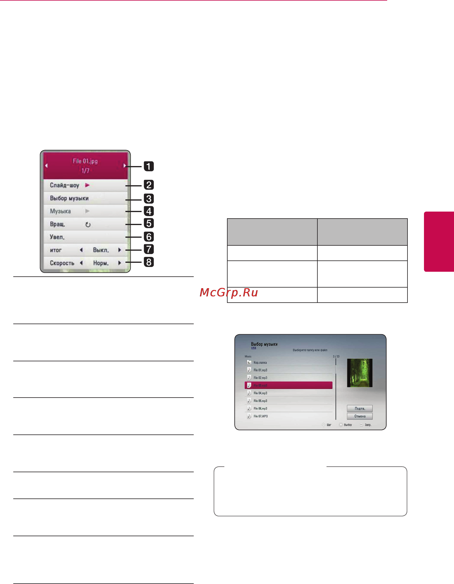 LG SP520 [31/44] Примечание