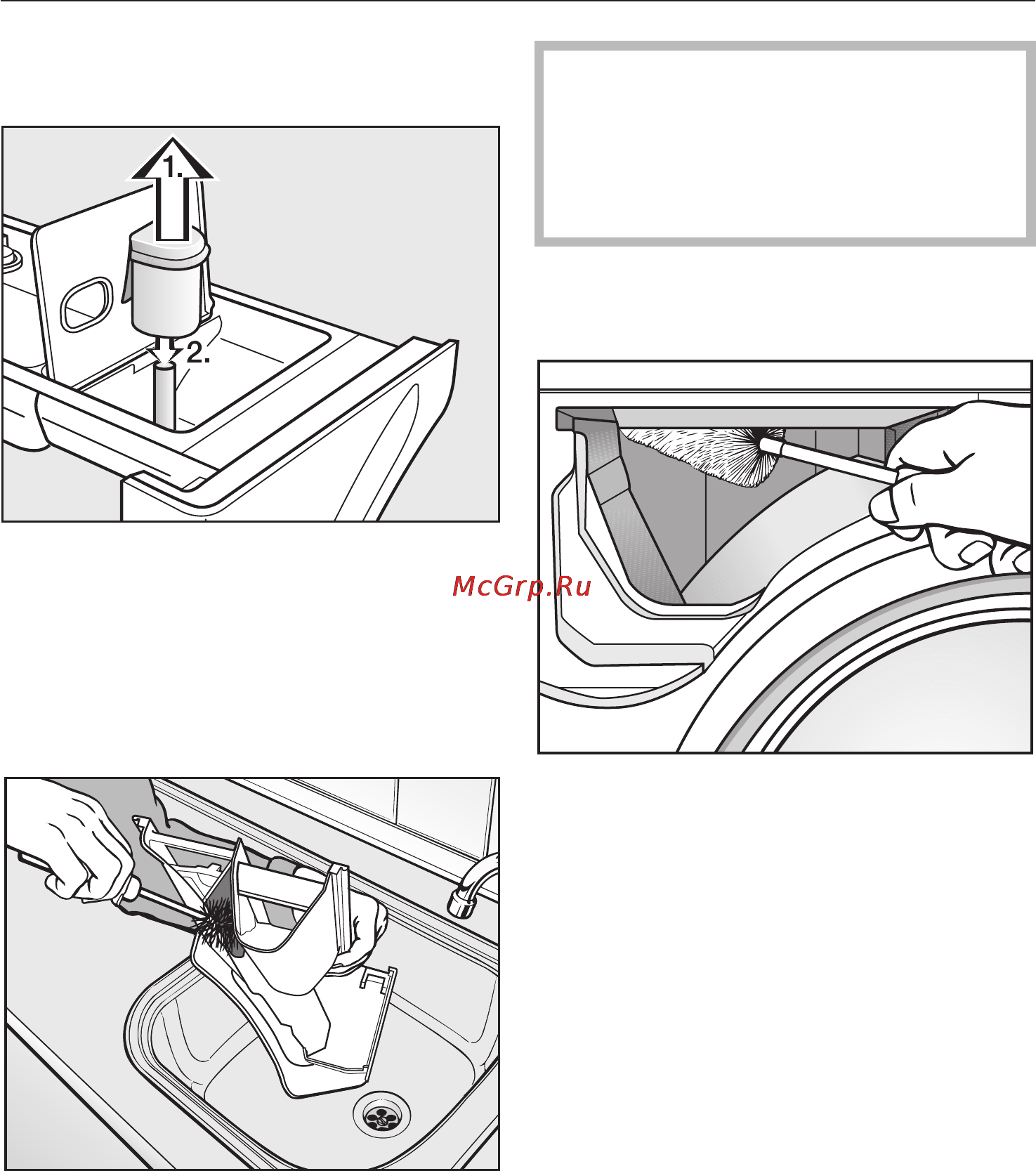 Miele W1613 White [32/68] Èñòêà ñèôîíà è êàíàëà â îòñåêå äëÿ ìîþùèõ ñðåäñòâ 32