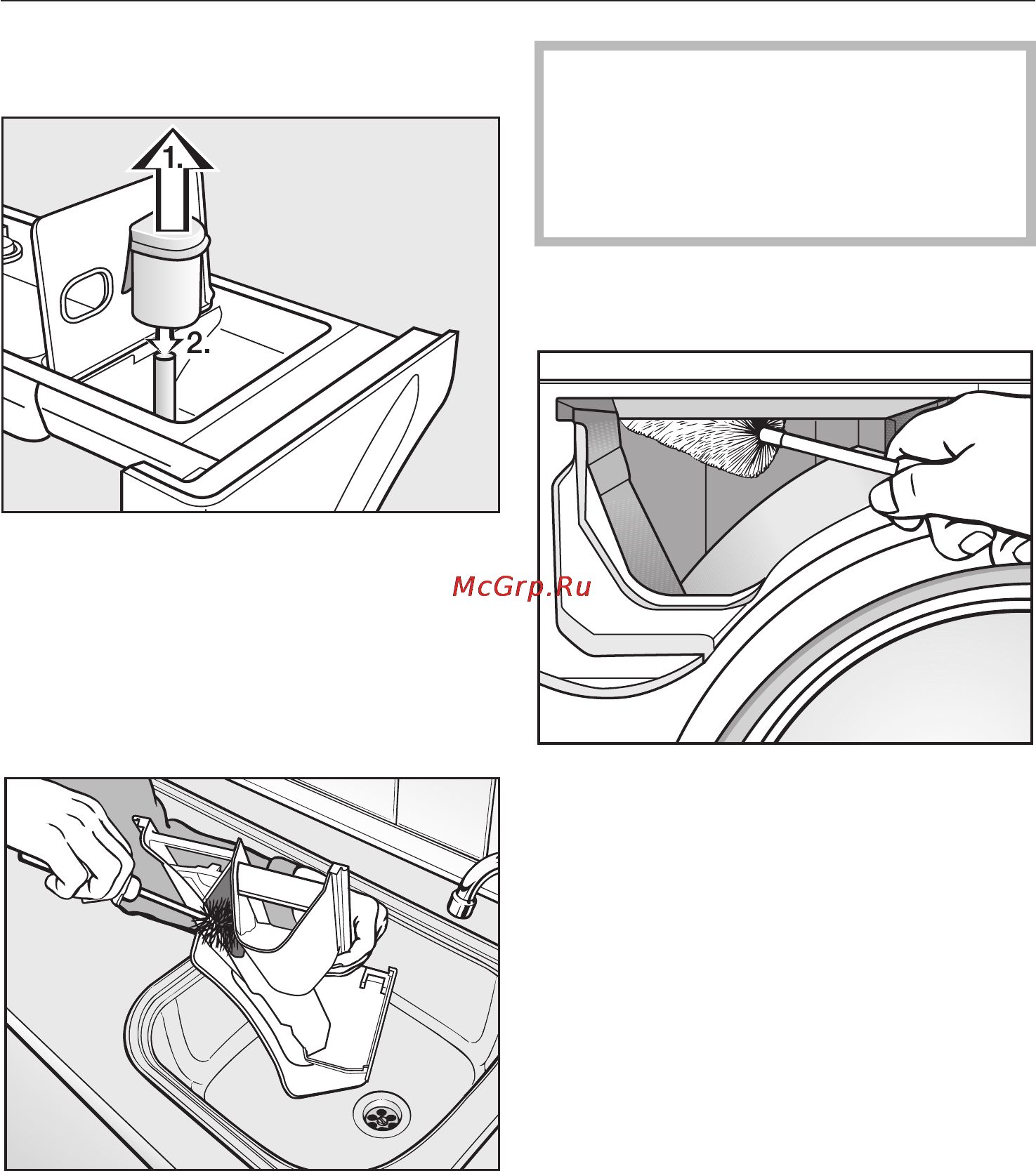 Miele W 6746 WPS [43/80] Èñòêà ñèôîíà è êàíàëà â îòñåêå äëÿ ìîþùèõ ñðåäñòâ 43