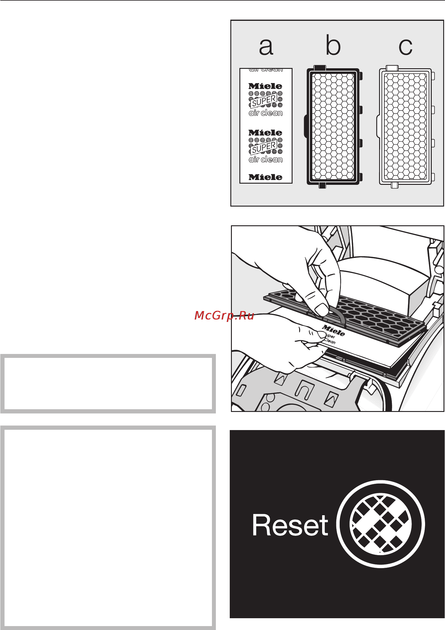 Miele S 4212 Graphite [27/44] Îñíàñòêà äðóãèì ôèëüòðîì âûõîäÿùåãî âîçäóõà 27