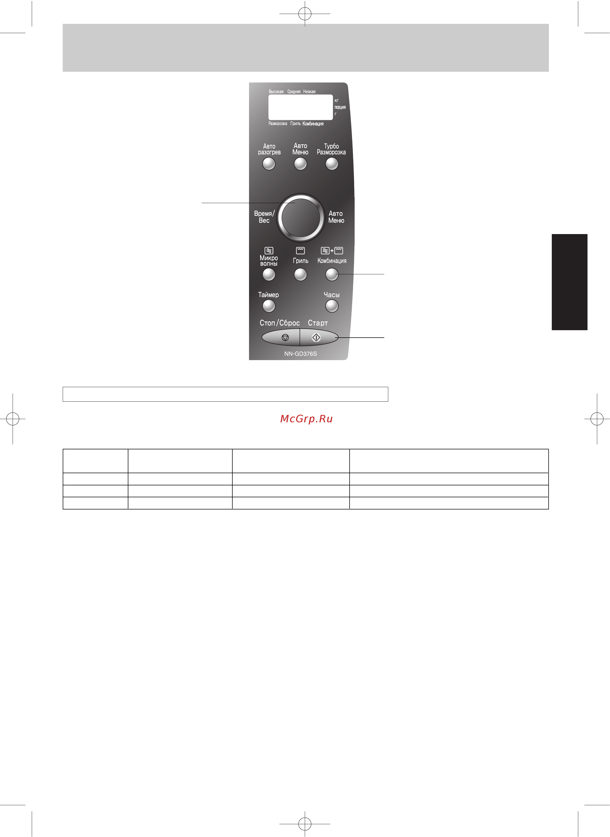 Panasonic NN-GD376 [11/40] Приготовление блюд в режиме комбинации с установкой времени