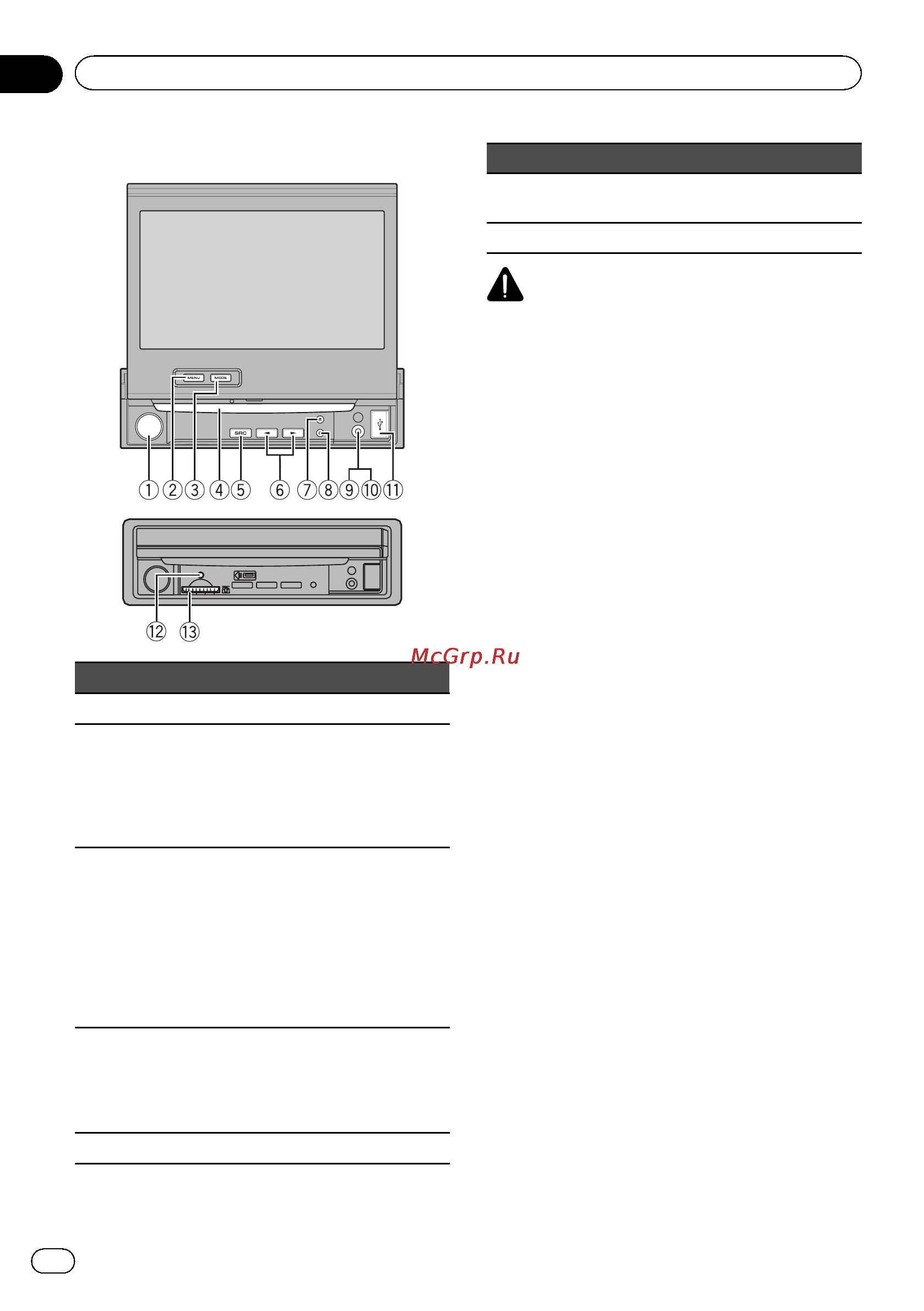 Pioneer AVH-5400DVD [10/88] Для подключения аудиоплееров и запоми нающих устройств с интерфейсом usb ис пользуйте usb кабель pioneer cd u50e приобретается отдельно поскольку запо минающие подключаемые напрямую ус тройства usb выступают из ресивера что создает потенциальную опасность не используйте изделия не разрешенные производителем к использованию