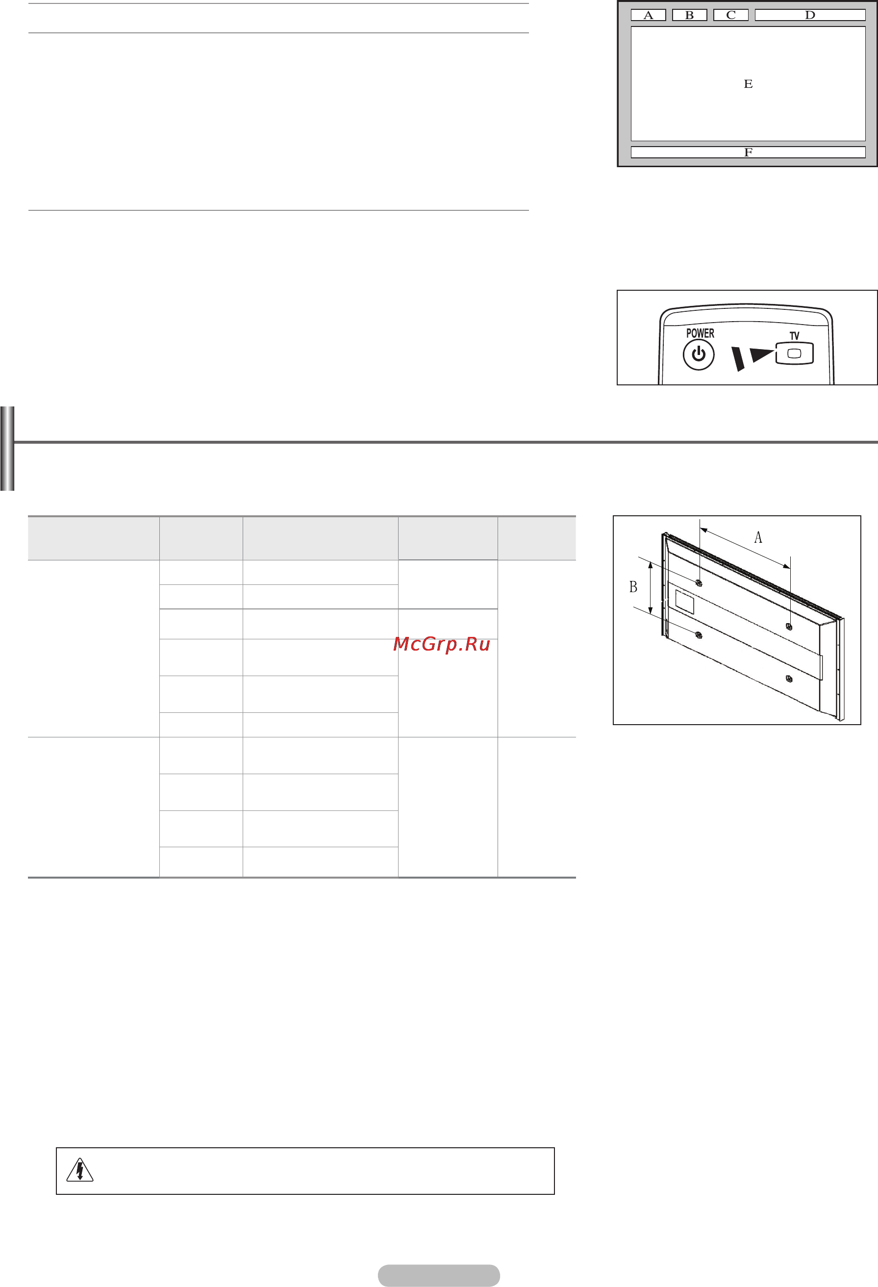 Samsung PS50B430P [28/63] Wall mount kit specifications vesa